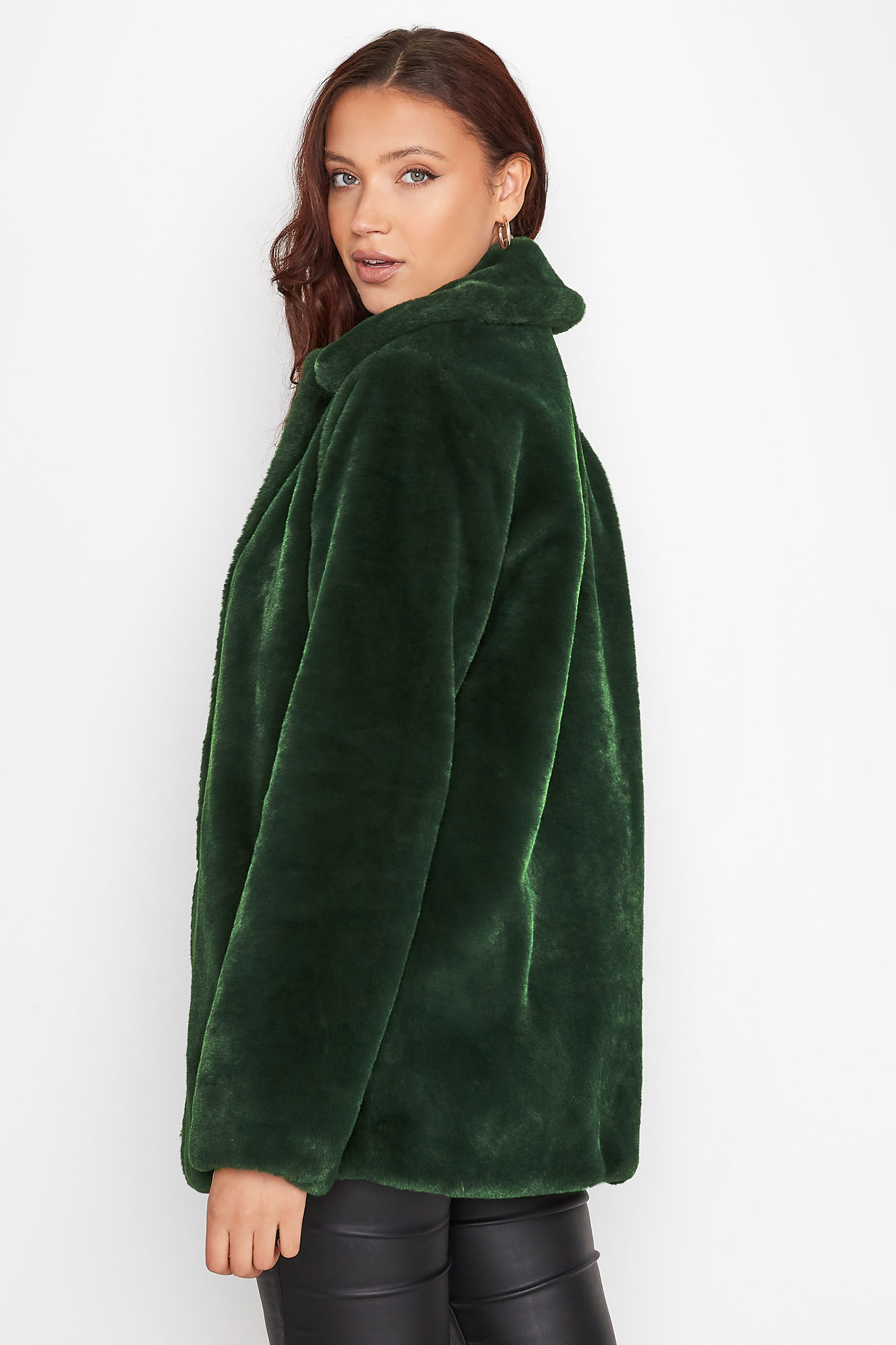 LTS Tall Women's Dark Green Faux Fur Jacket | Long Tall Sally