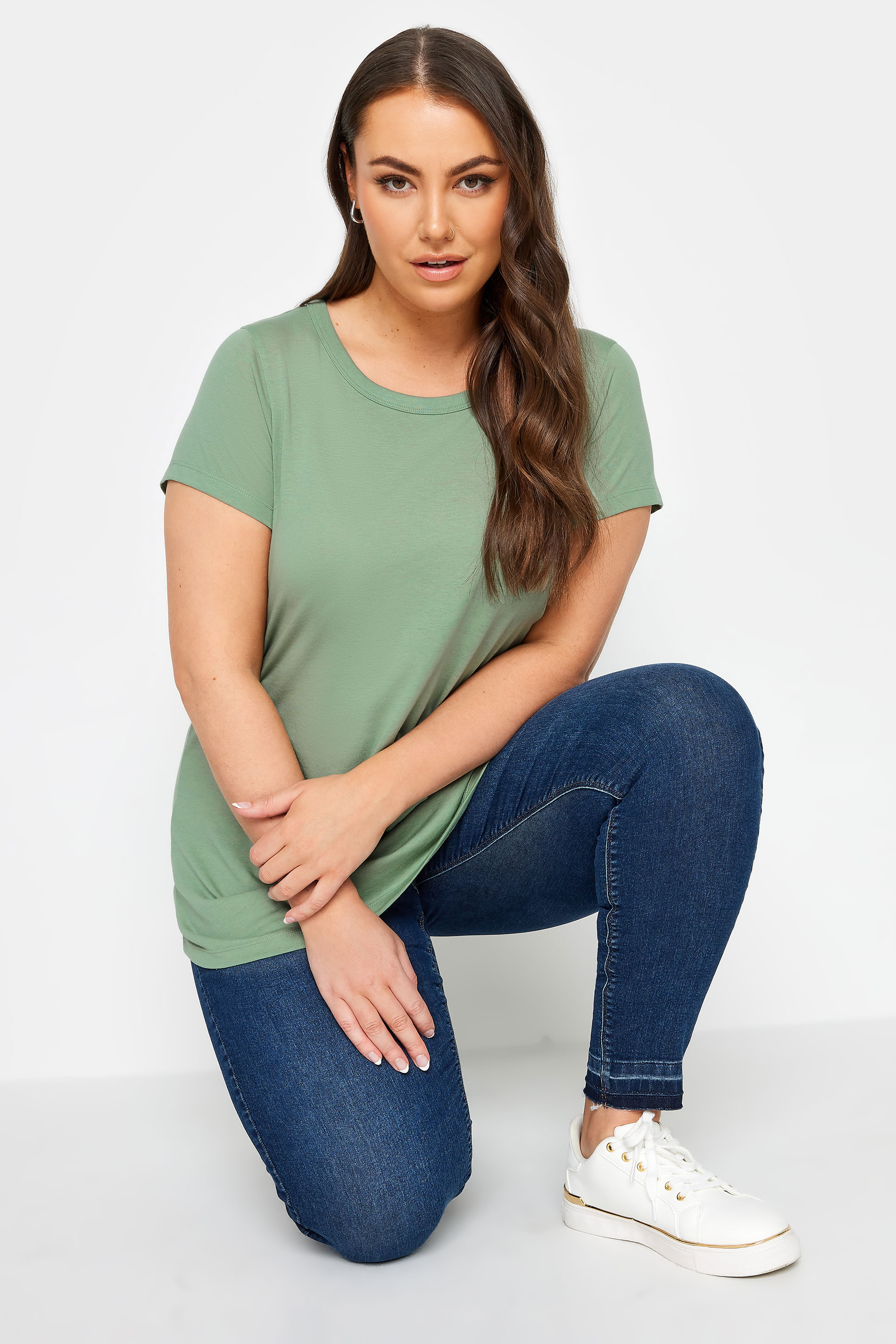 YOURS Plus Size Light Green Essential T-Shirt | Yours Clothing 1
