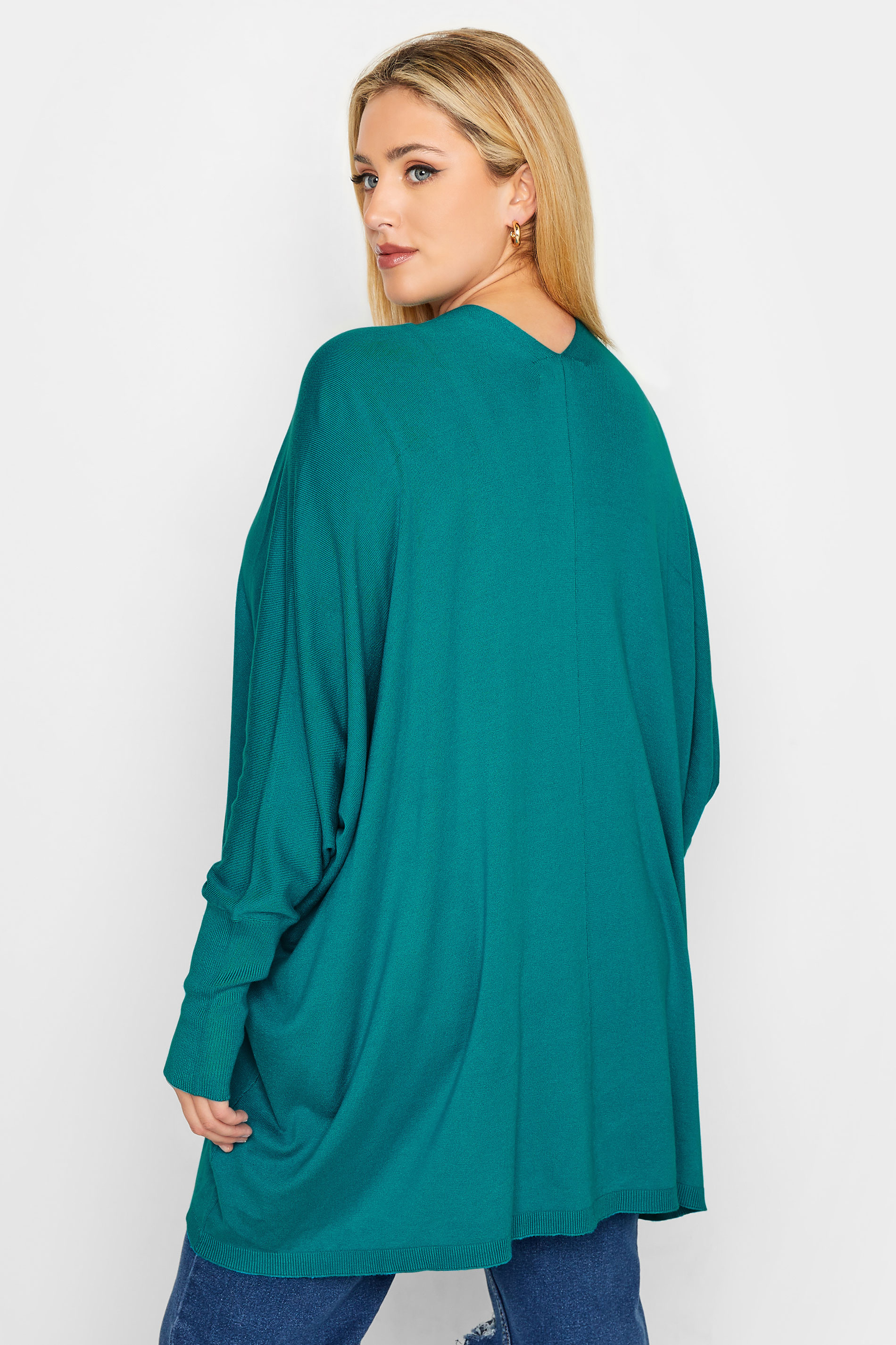 YOURS Plus Size Blue Batwing Sleeve Cardigan | Yours Clothing 1