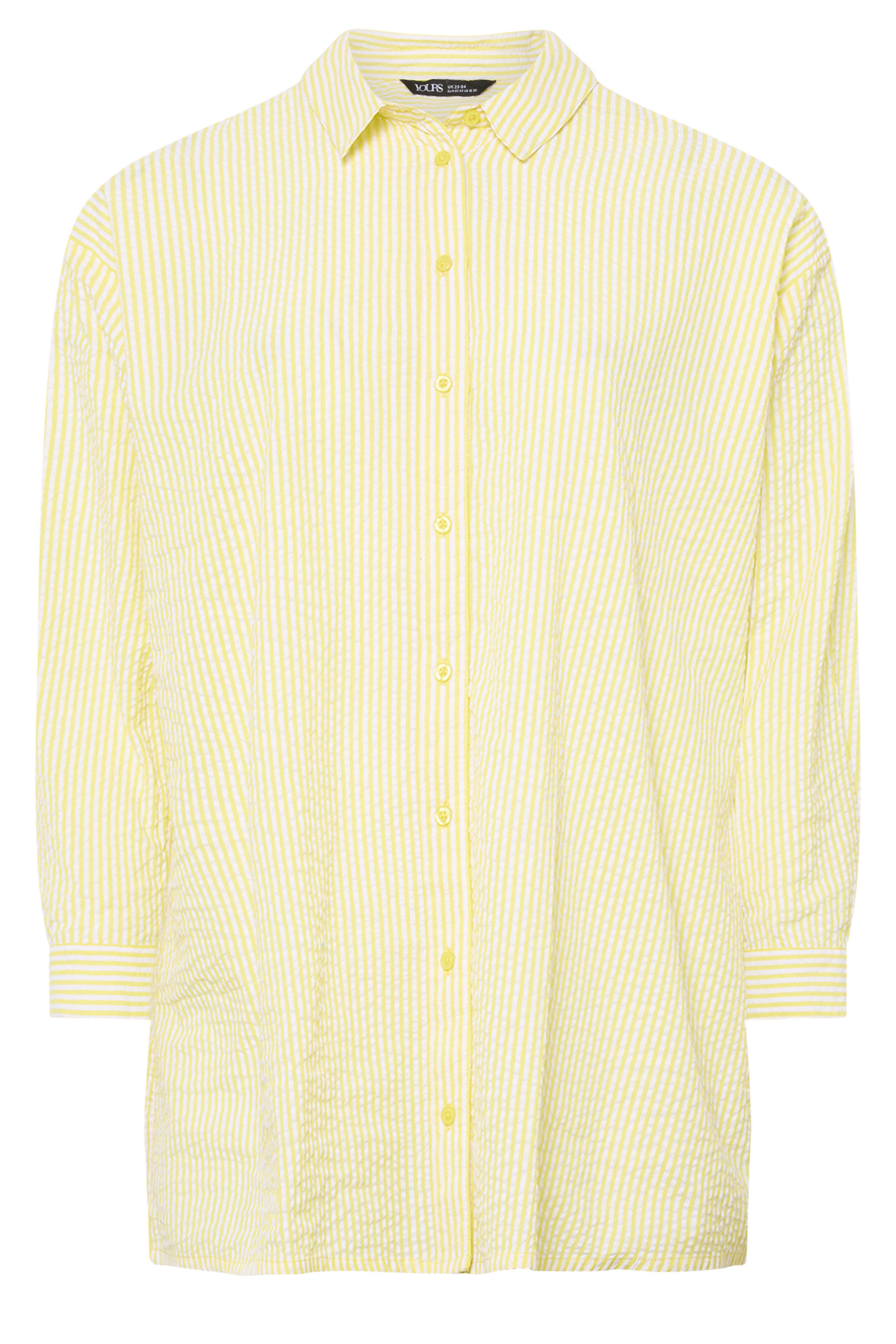 YOURS Plus Size Yellow Stripe Textured Shirt | Yours Clothing 5