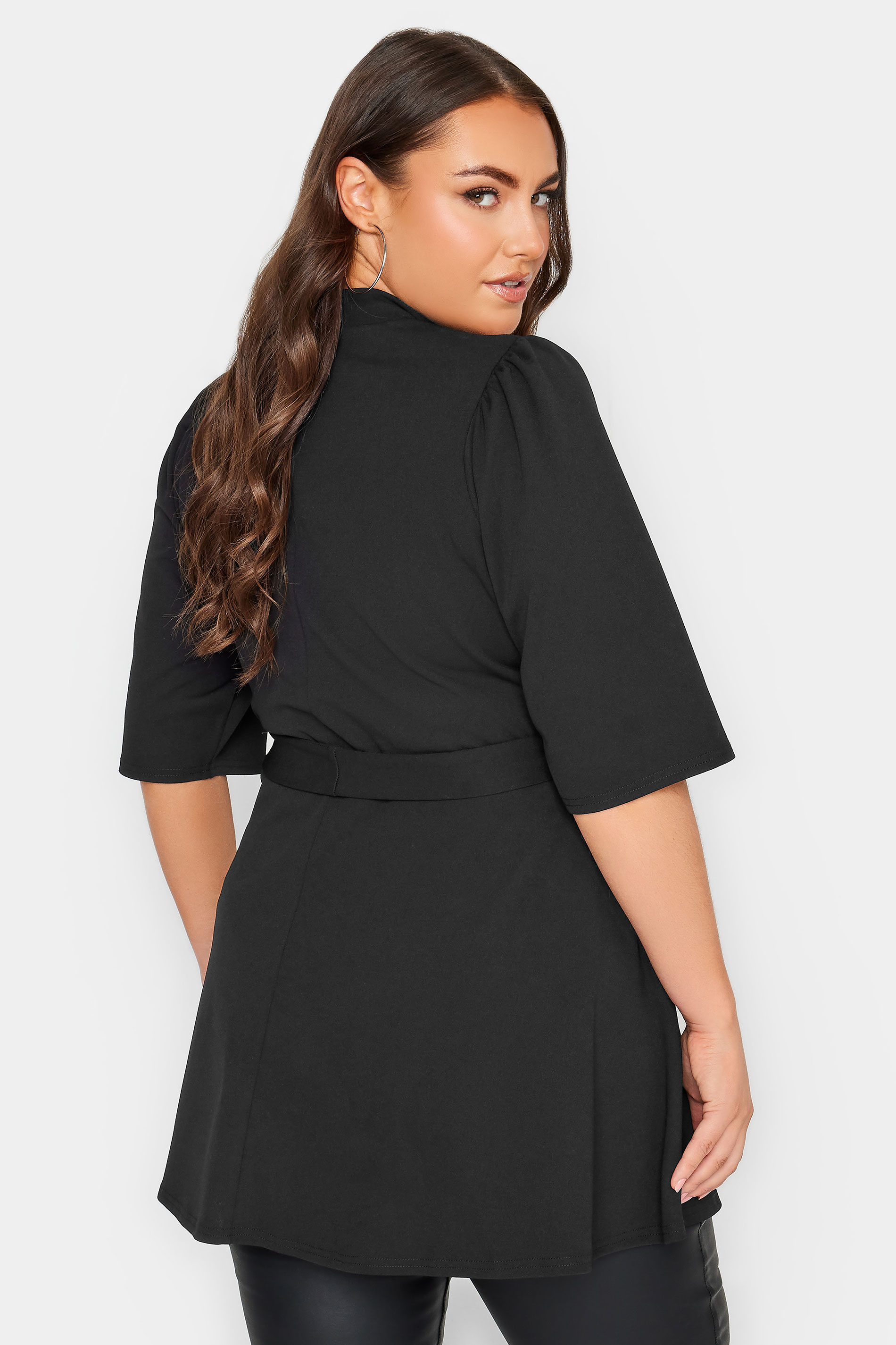 YOURS LONDON Plus Size Black Cut Out Detail Peplum Top | Yours Clothing 3