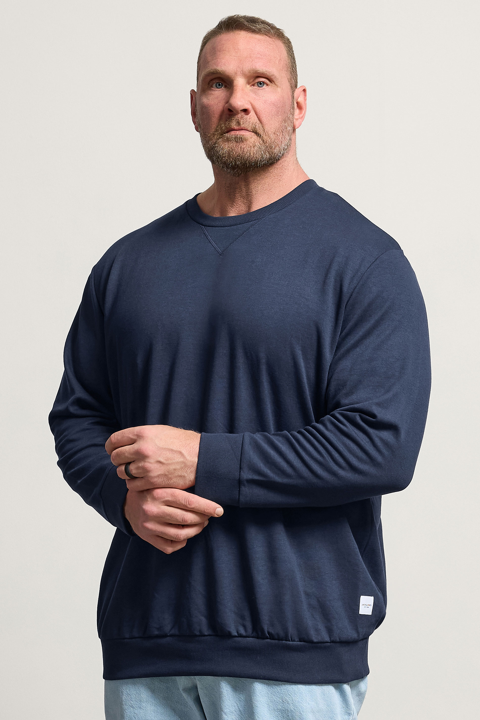 JACK & JONES Navy Blue Crew Sweatshirt | BadRhino 3