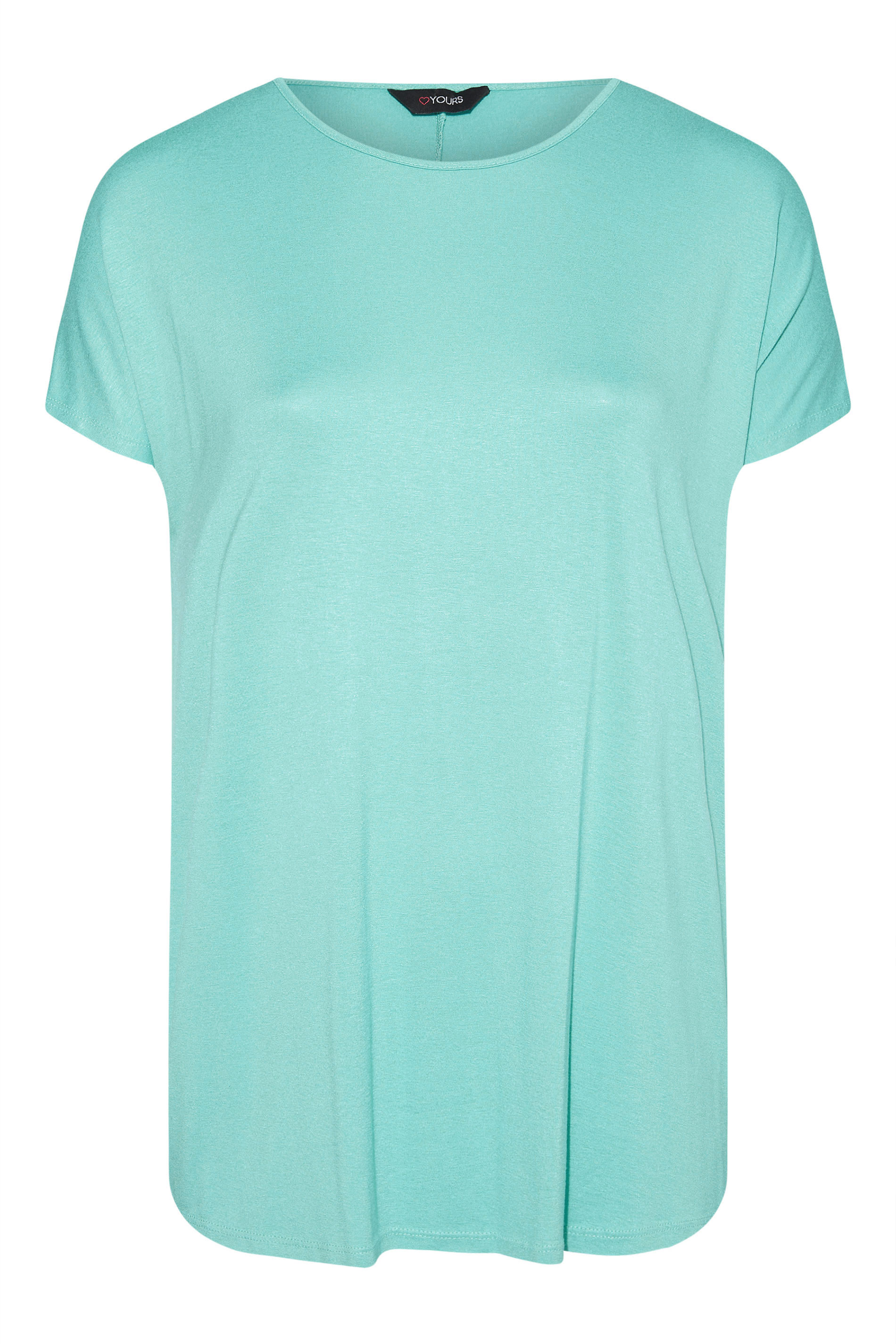 Grande taille  Tops Grande taille  T-Shirts | T-Shirt Bleu Turquoise Manches Courtes en Jersey - AT85166