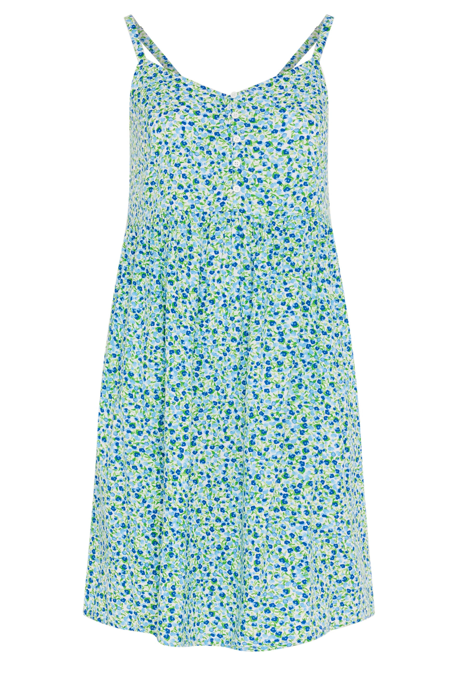 YOURS Plus Size Blue Ditsy Floral Strappy Midi Sundress | Yours Clothing 5