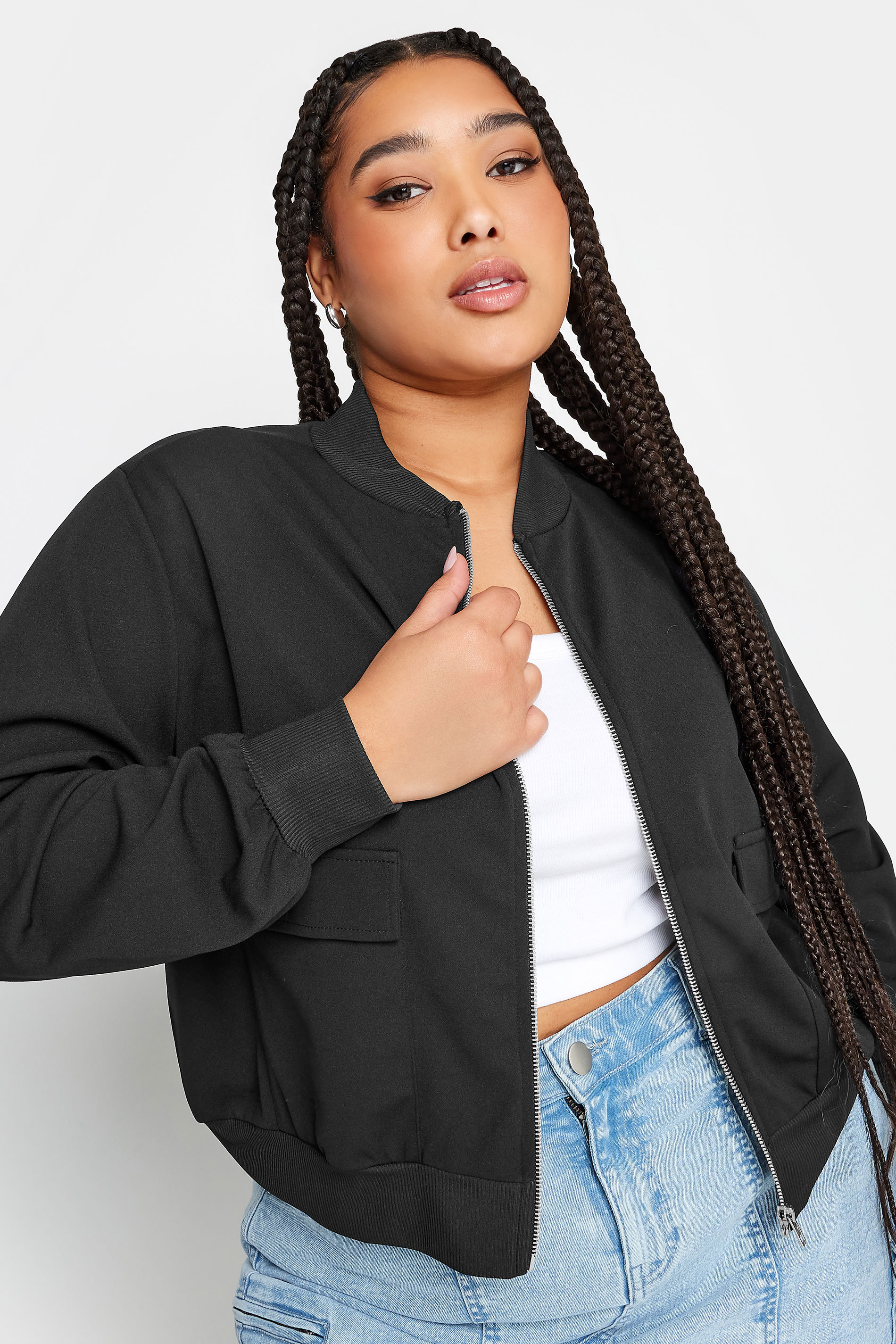 YOURS Plus Size Black Formal Bomber Jacket | Yours Clothing 1
