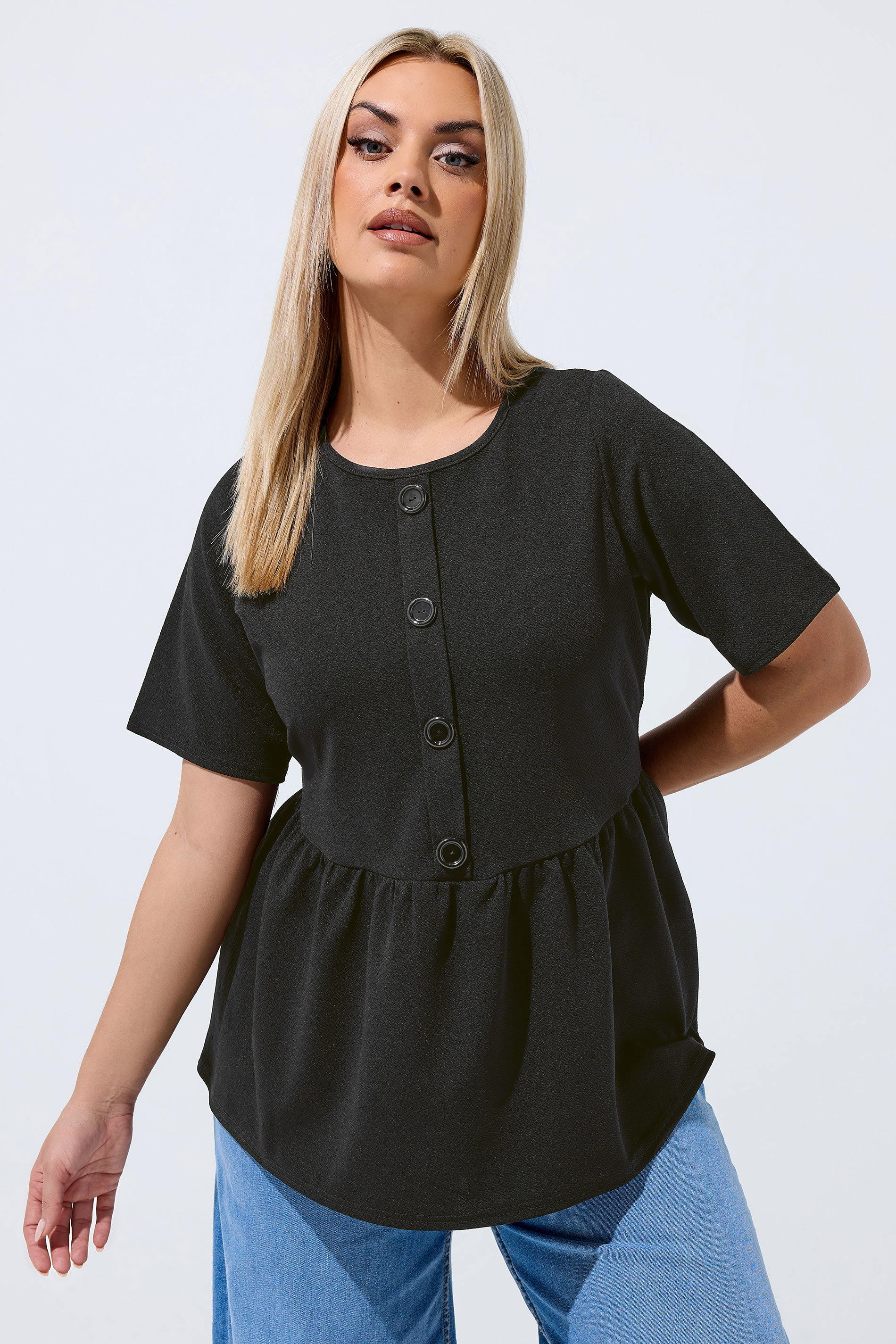 LIMITED COLLECTION Plus Size Black Peplum Top | Yours Clothing 3