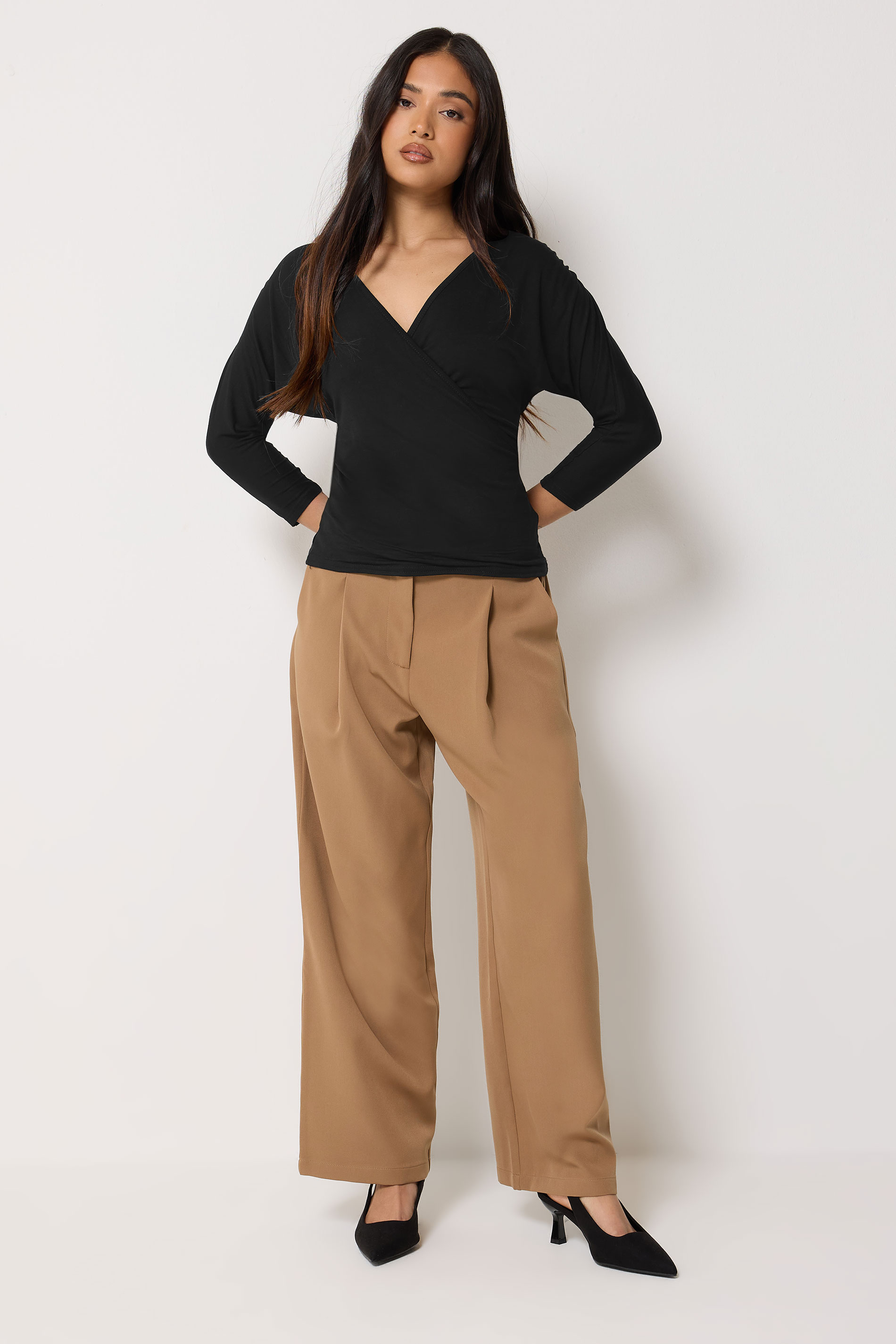 PixieGirl Petite Women's Black Wrap Top | PixieGirl 1
