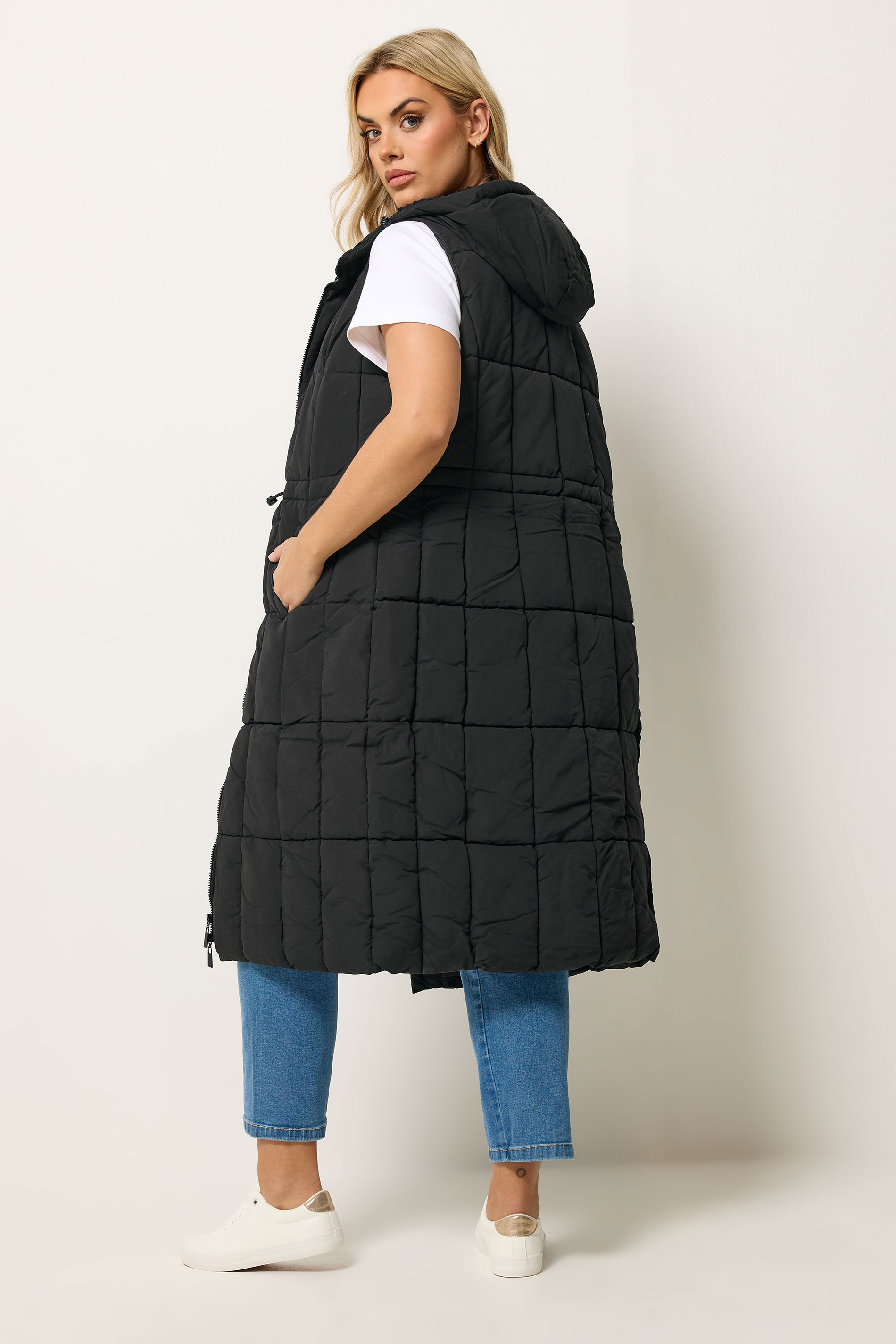YOURS Plus Size Black Midi Gilet | Yours Clothing 2