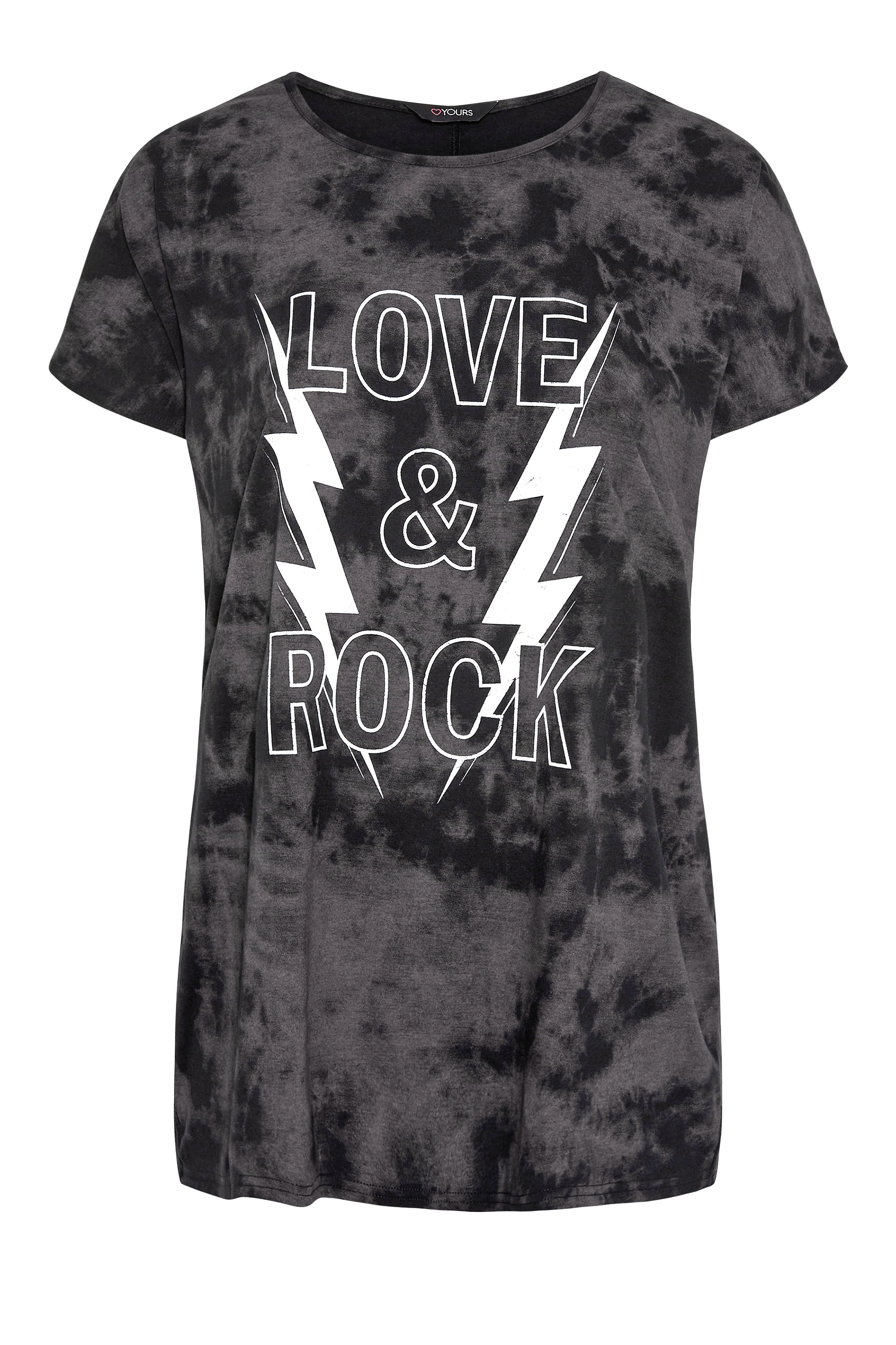 Grande taille  Tops Grande taille  Tops Casual | T-Shirt Noir Tie & Dye 'Love & Rock' - TJ18806