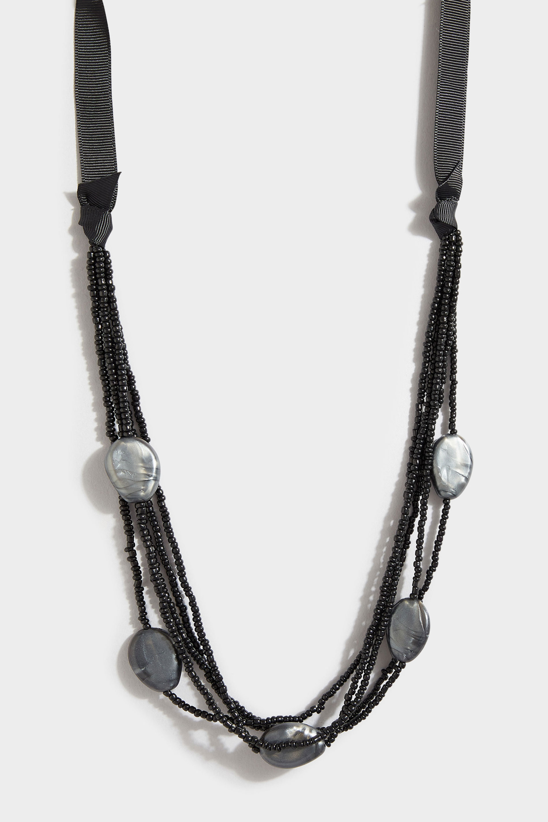 Black Mixed Beaded Necklace | Yours Clothing 2