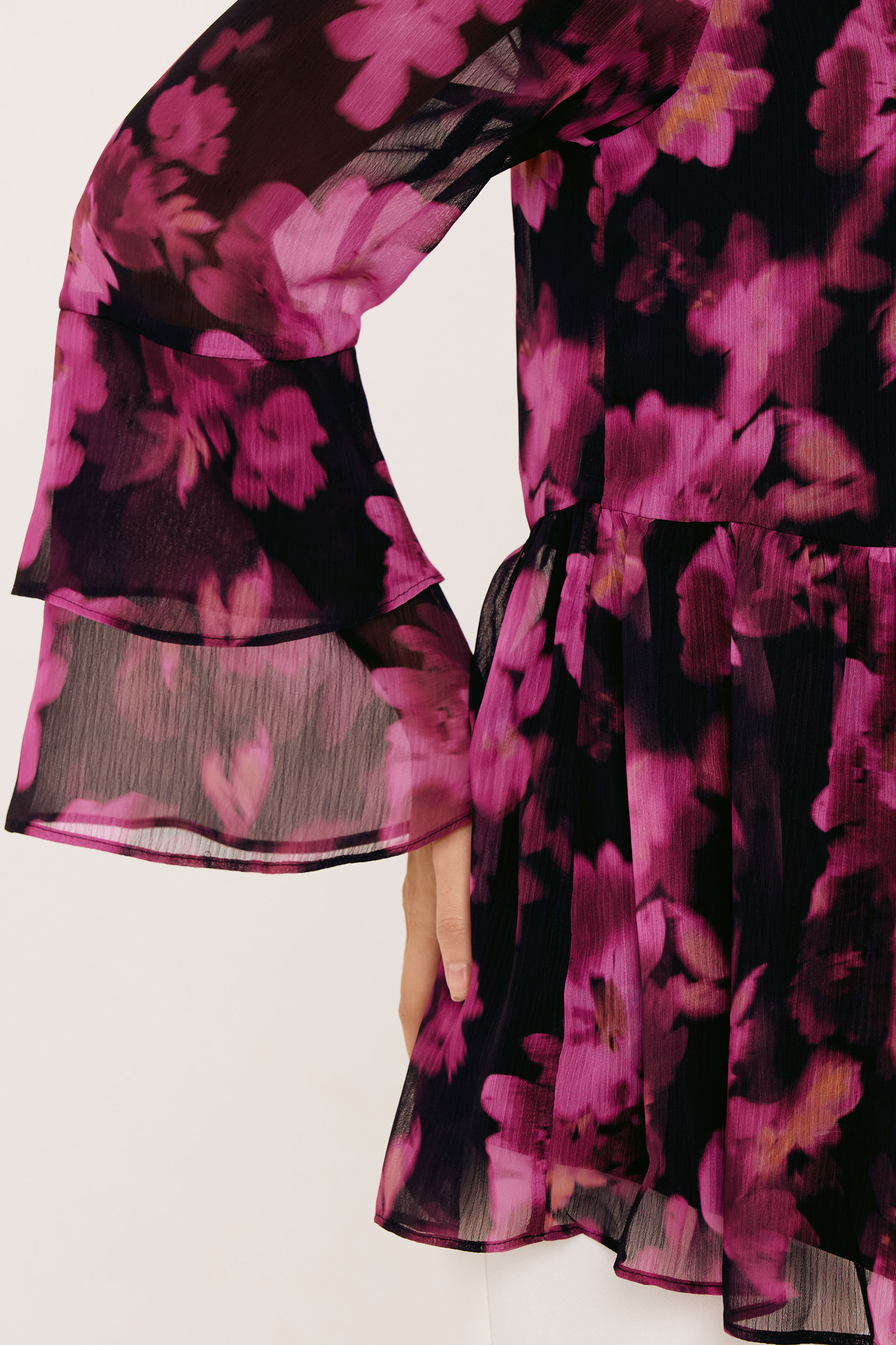 STAR Black Floral Frill Sleeve Blouse | StarByJM 4