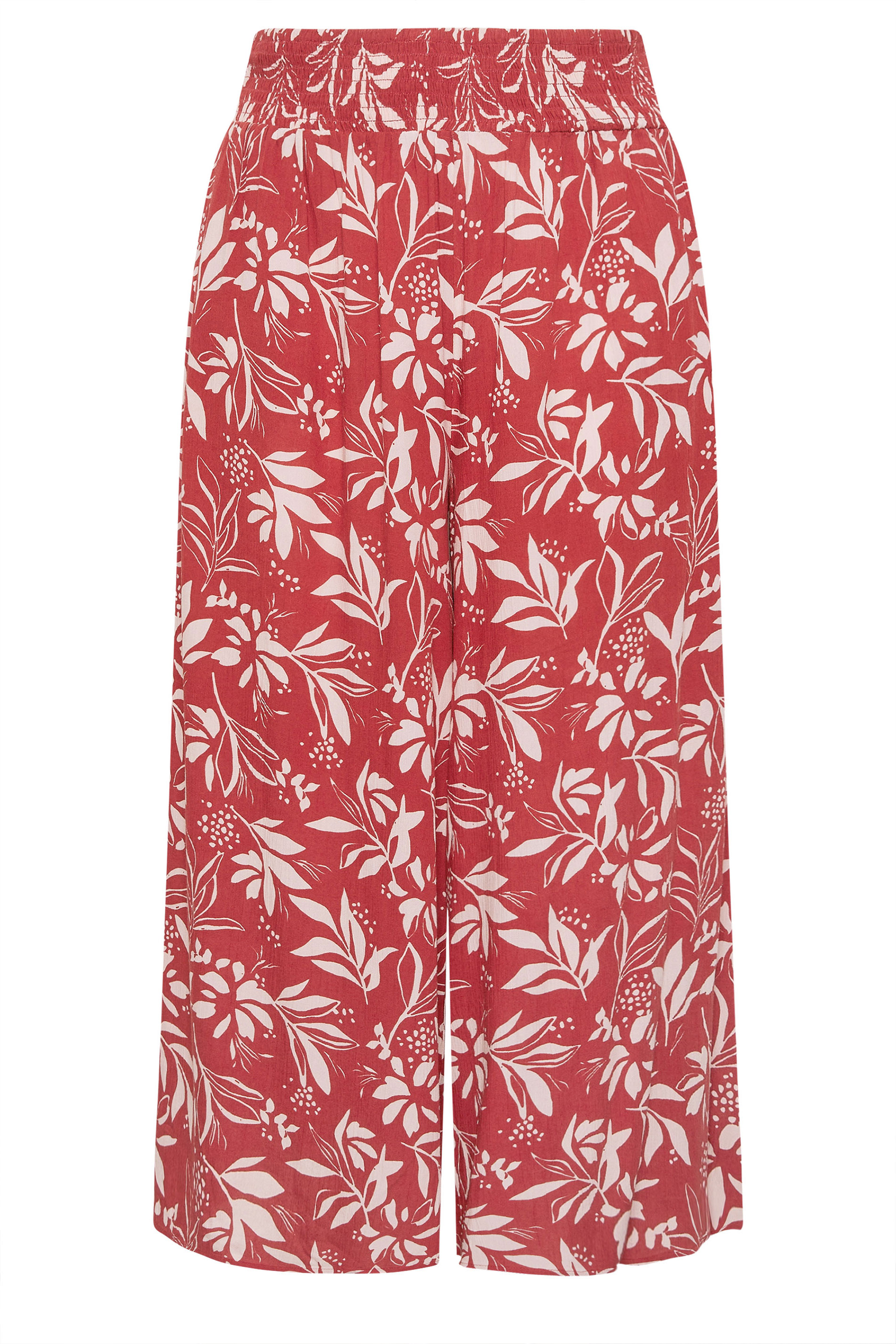 EVANS Plus Size Orange Leaf Print Shirred Waist Trousers | Evans 6