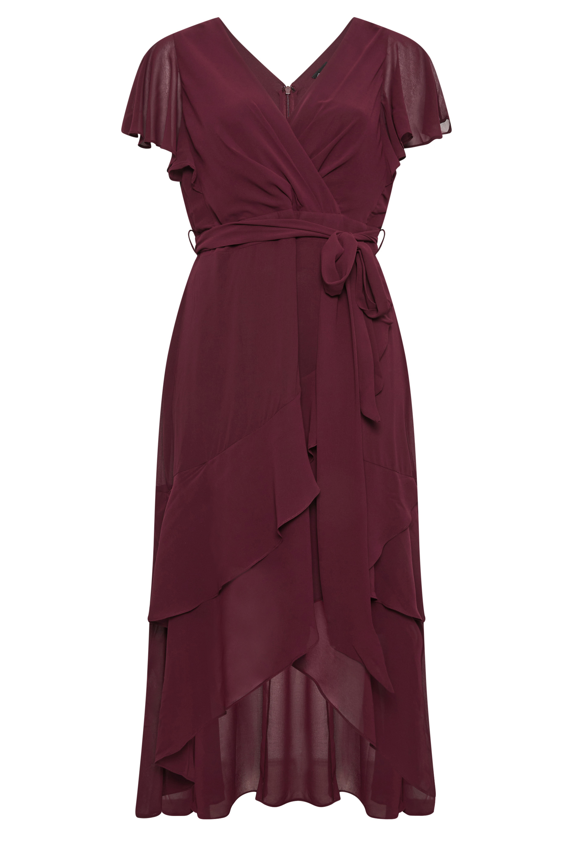 Avenue Burgundy Red Tierred Wrap Maxi Dress 1