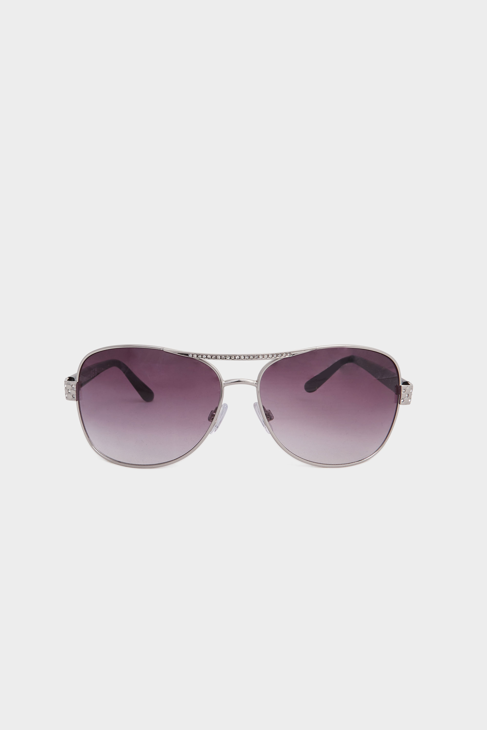 Plus Size Silver Tone Diamante Detail Aviator Sunglasses | Yours Clothing 3
