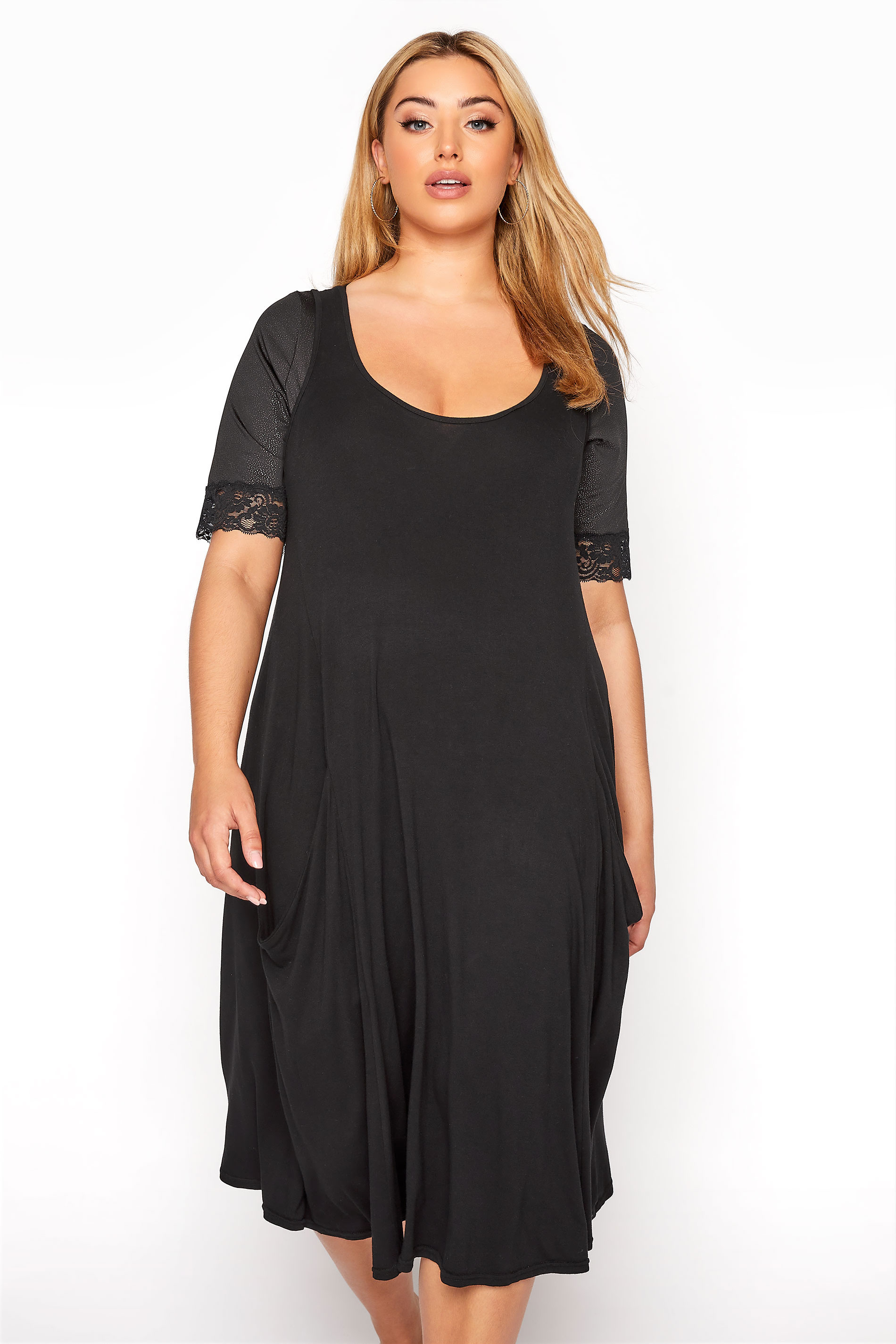 Plus Size Black Sparkle Front Fastening Armwear Top | Yours Clothing