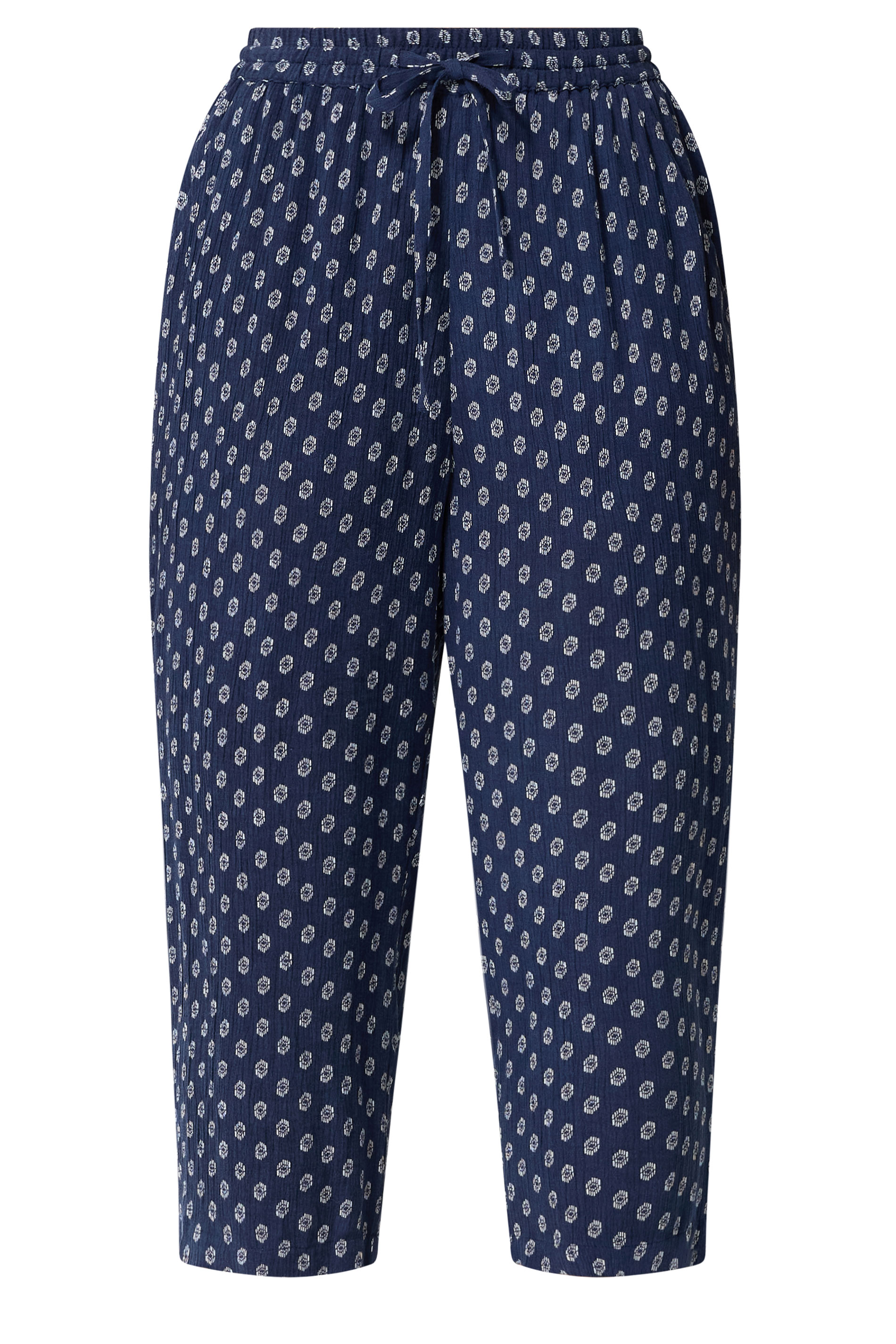 M&Co Navy Blue Dobby Cropped Trousers | M&Co 5