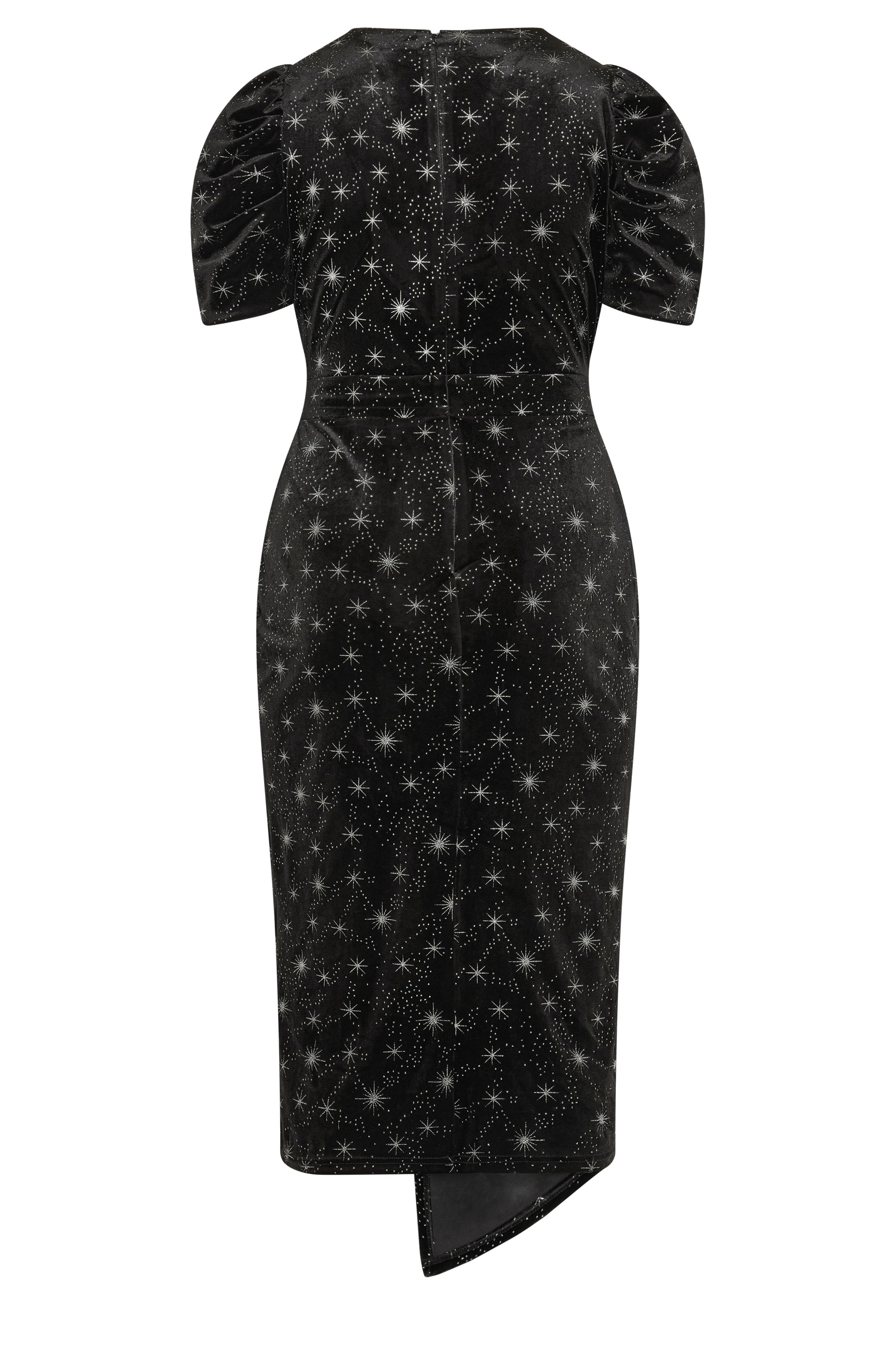 black velvet dress with gold stars NWOT! ALLSAINTS JEMIMA Velvet Wrap Dress Stars Black & Gold Size: 4 US | 8  UK