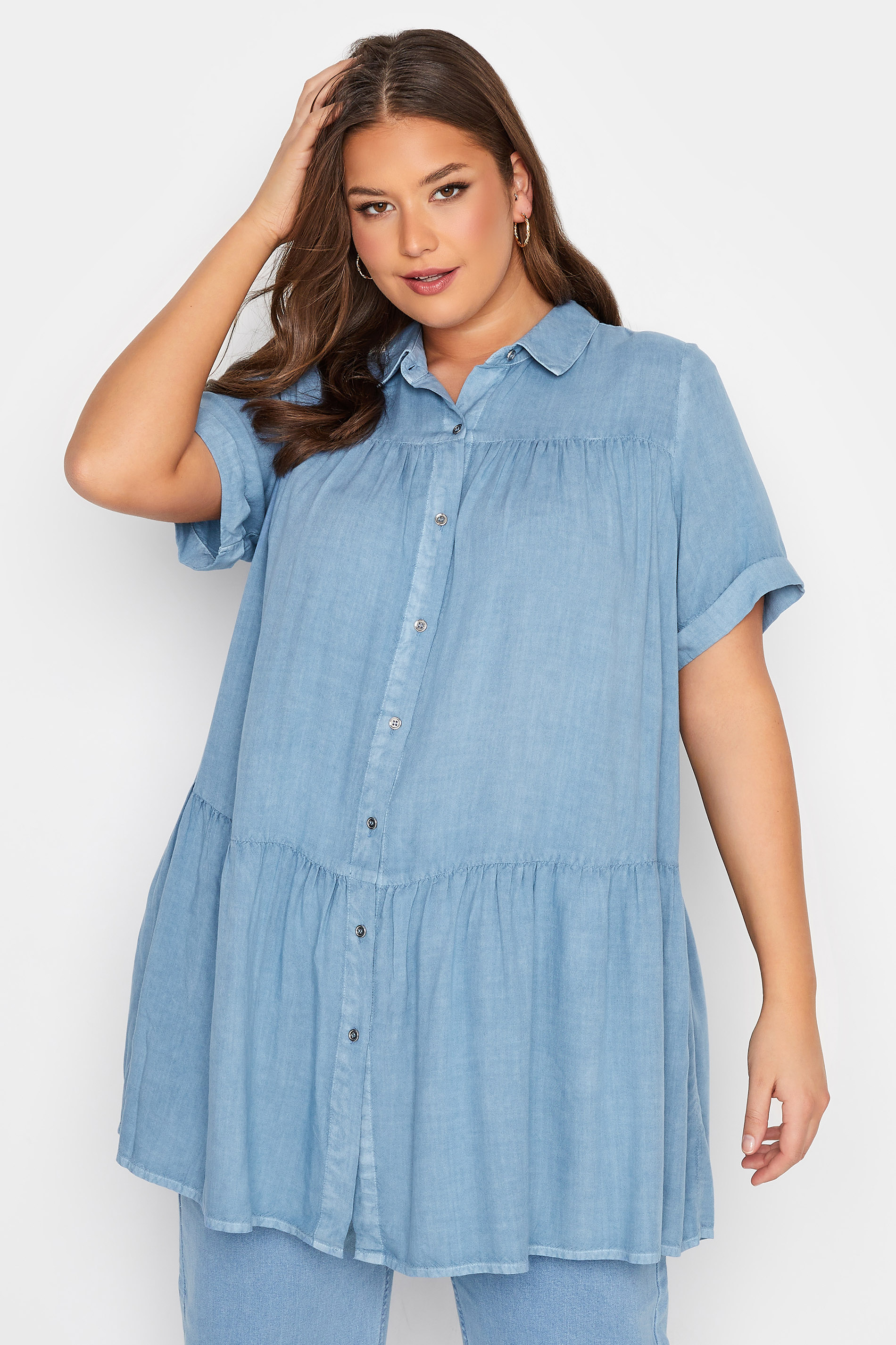 Curve Blue Tiered Chambray Shirt_A.jpg