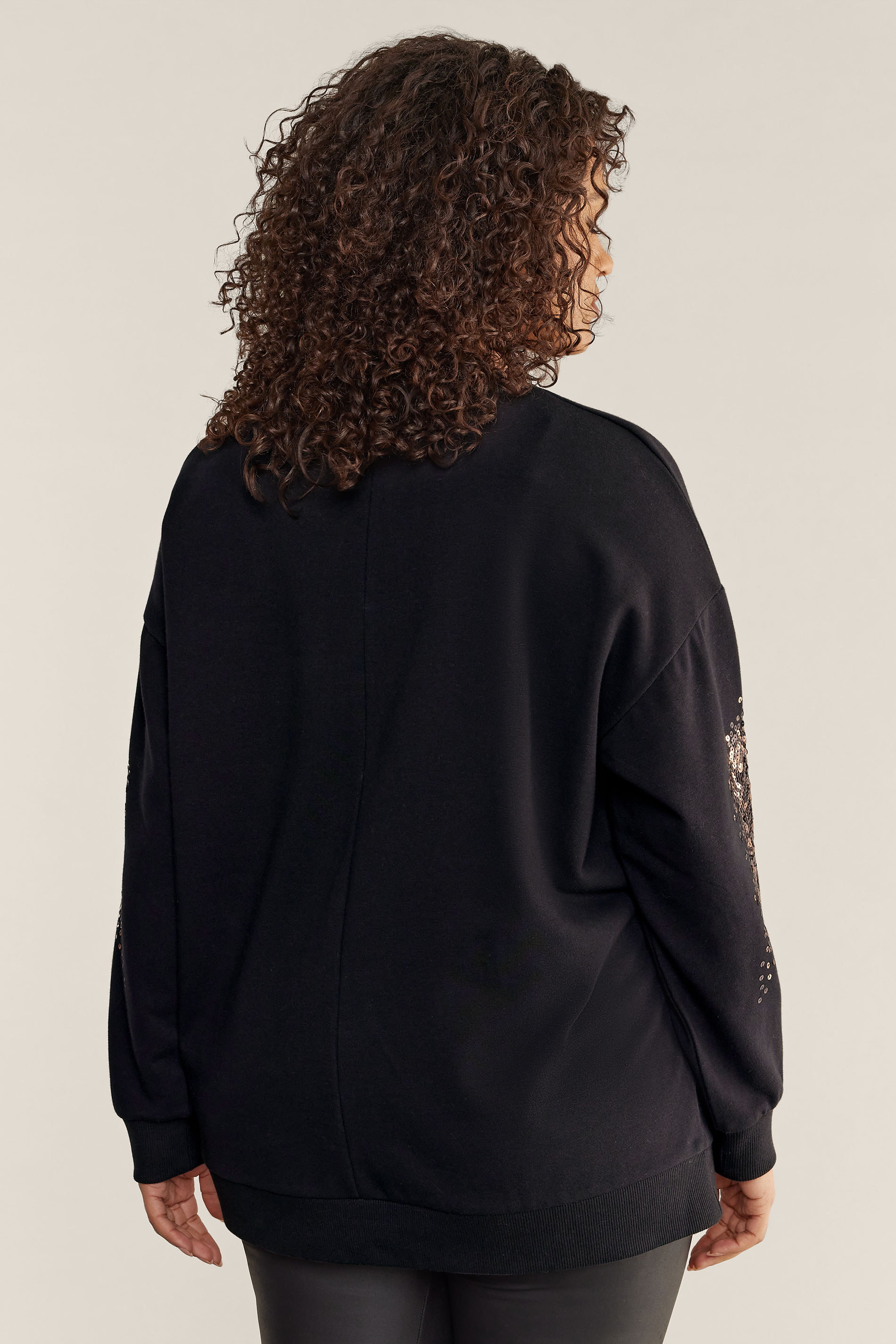 EVANS Plus Size Black & Bronze Sequin Sweatshirt | Evans 3