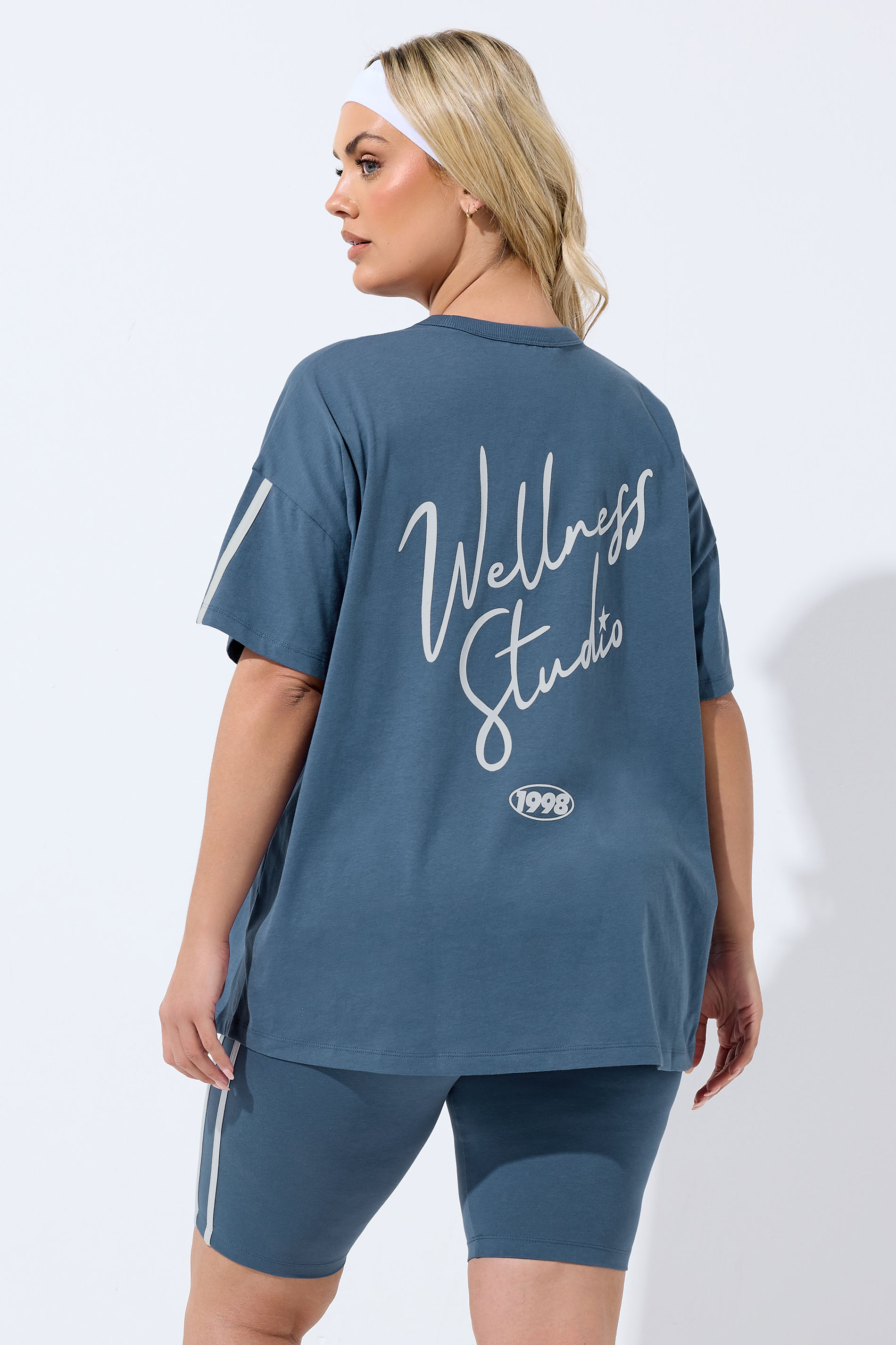 YOURS ACTIVE Plus Size Blue 'Wellness Studio' T-Shirt | Yours Clothing 5