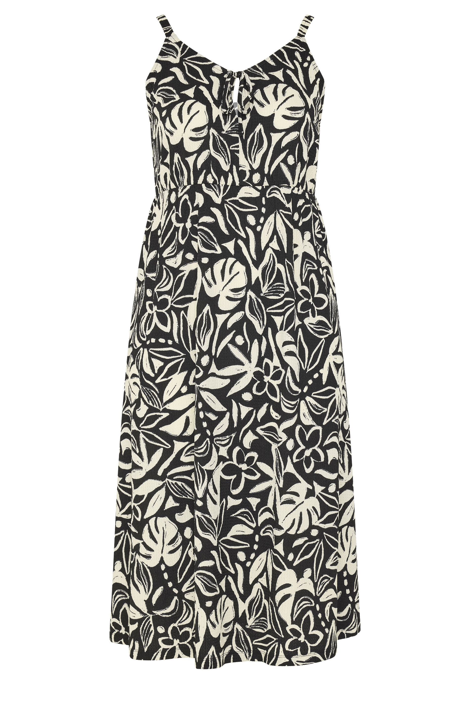 YOURS Plus Size Black Tropical Keyhole Dress | Yours Clothing 5