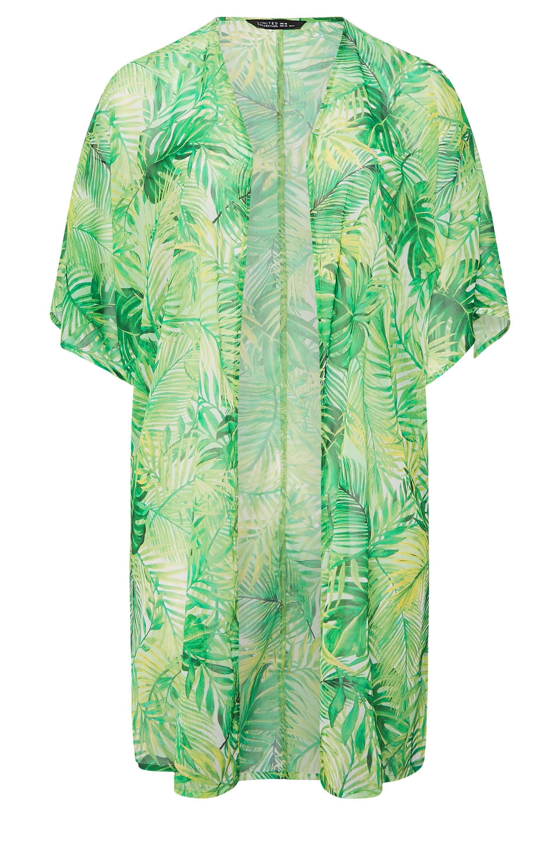 LIMITED COLLECTION Plus Size Green Leaf Print Kimono | Yours Clothing