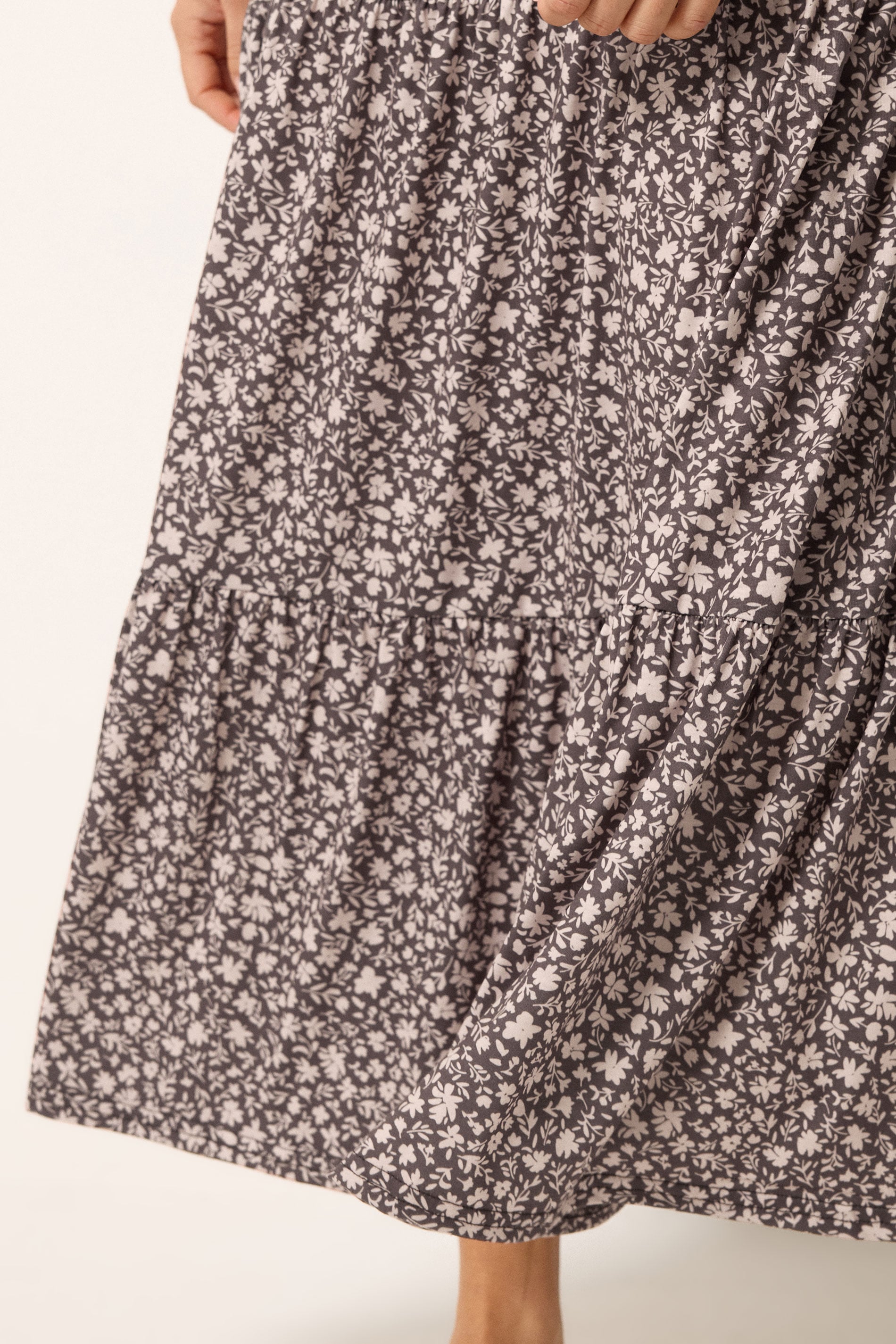 M&Co Petite Brown Floral Tiered Maxi Skirt | M&Co 4