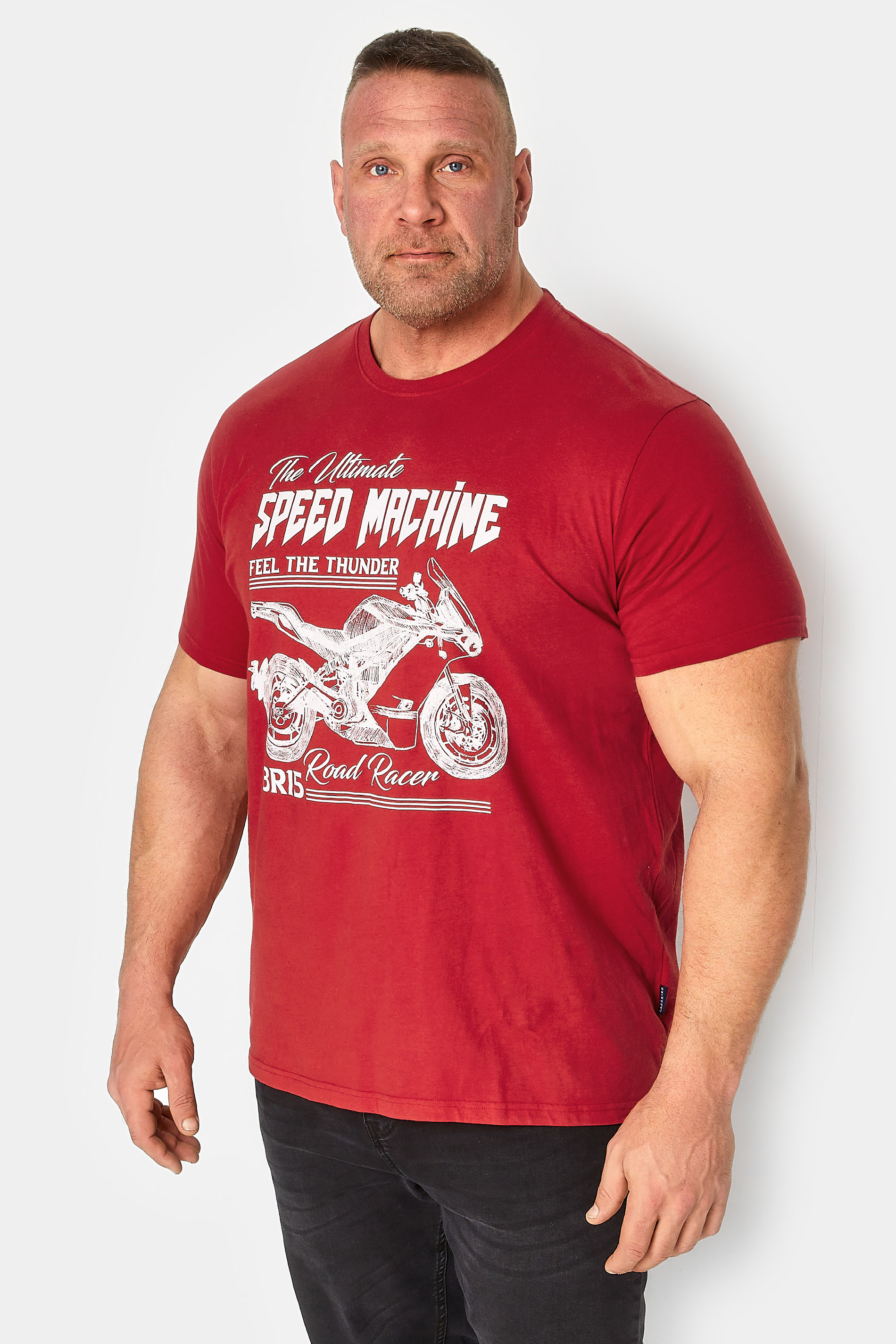 BadRhino Big & Tall Red 'Speed Machine' Motorcycle Print Short Sleeve T-Shirt | BadRhino 1