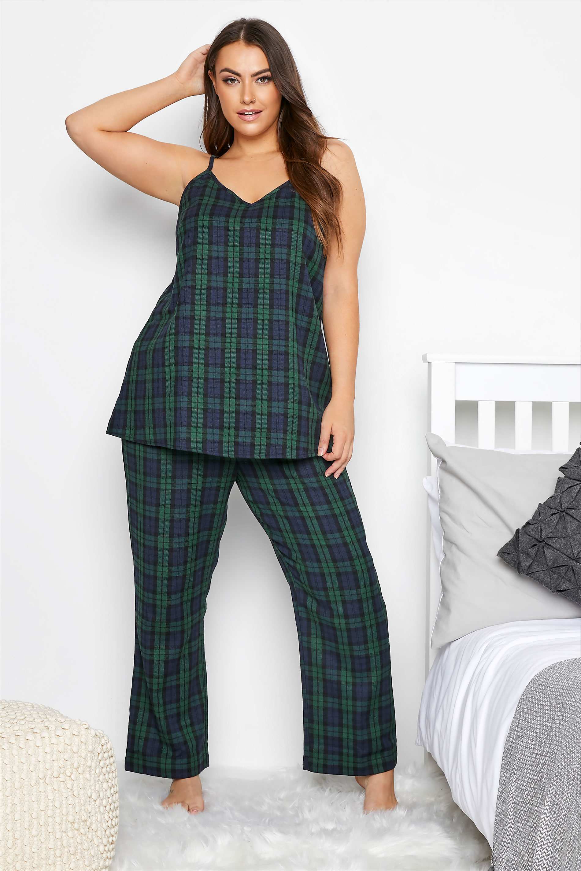 LIMITED COLLECTION Forest Green Tartan Check Pyjama Bottoms_A.jpg
