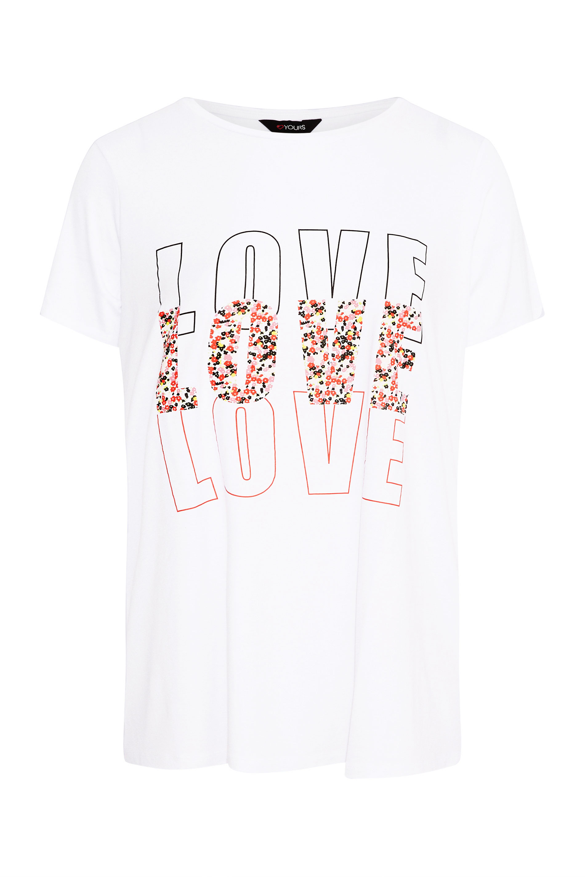 Grande taille  Tops Grande taille  Tops à Slogans | T-Shirt Blanc Slogan Floral 'LOVE' - NU13512