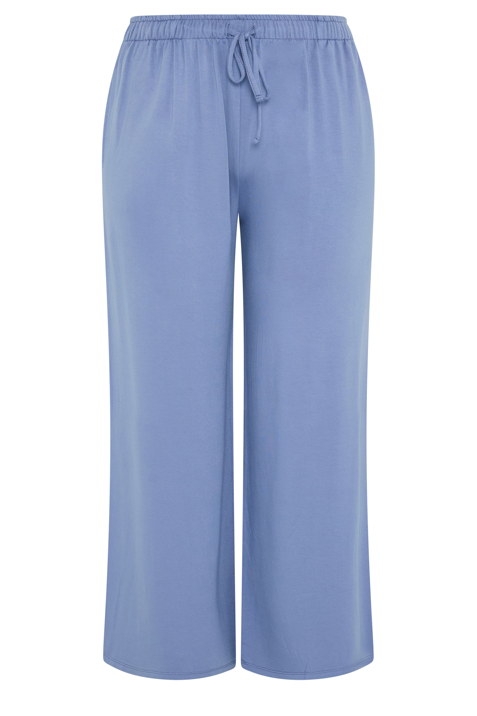 YOURS Plus Size Blue Soft Touch Wide Leg Trousers | Yours Clothing 5