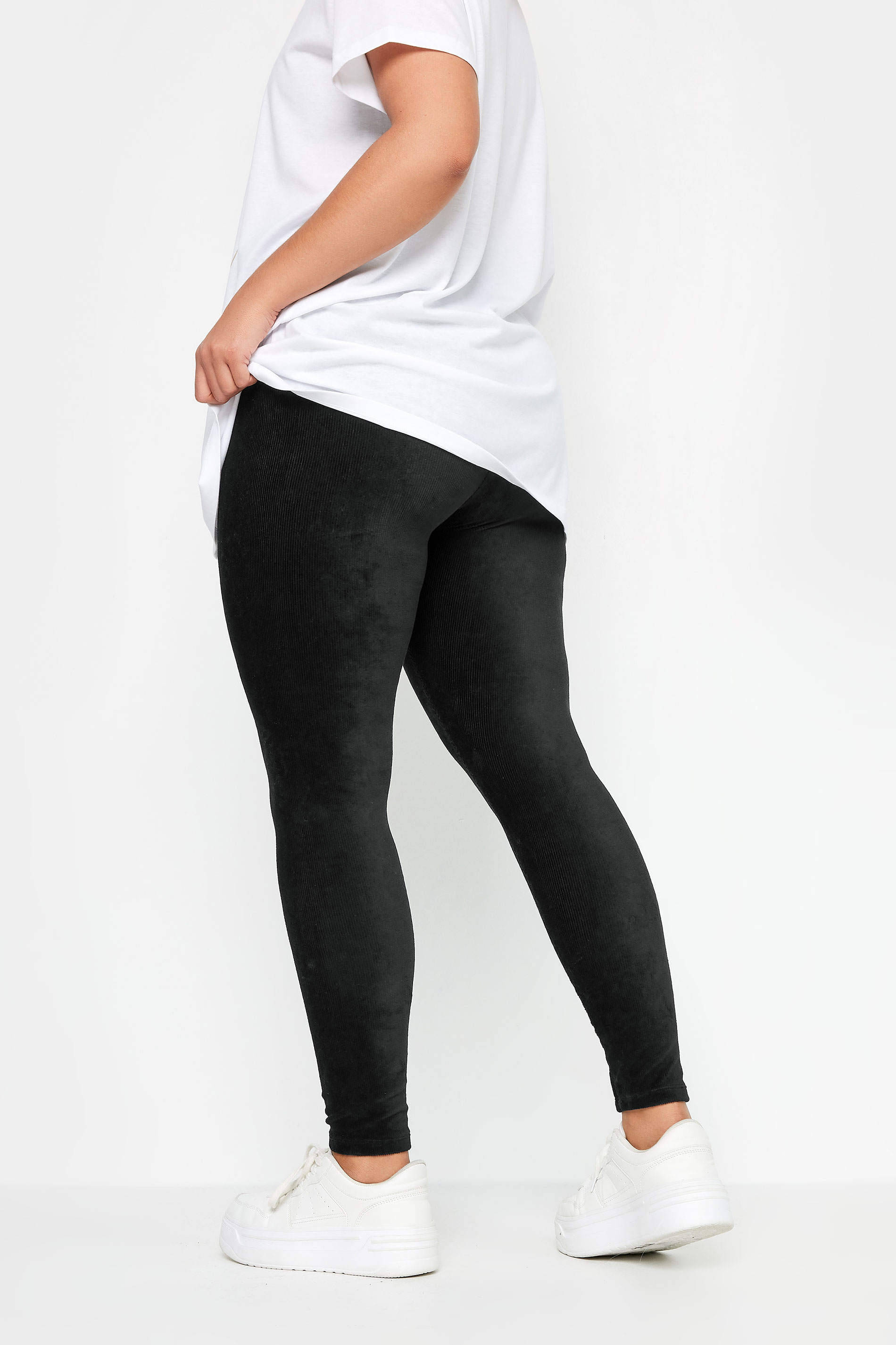Plus Size Black Cord Leggings | Yours Clothing 3