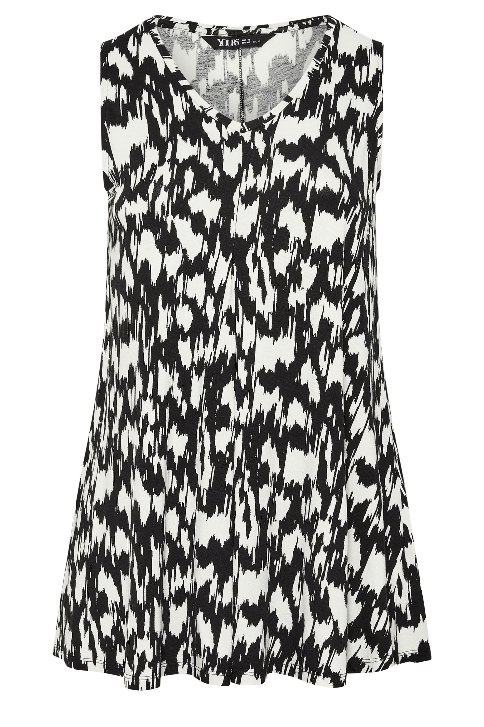 YOURS Plus Size Black Abstract Pleat Vest Top  |Yours Clothing 5