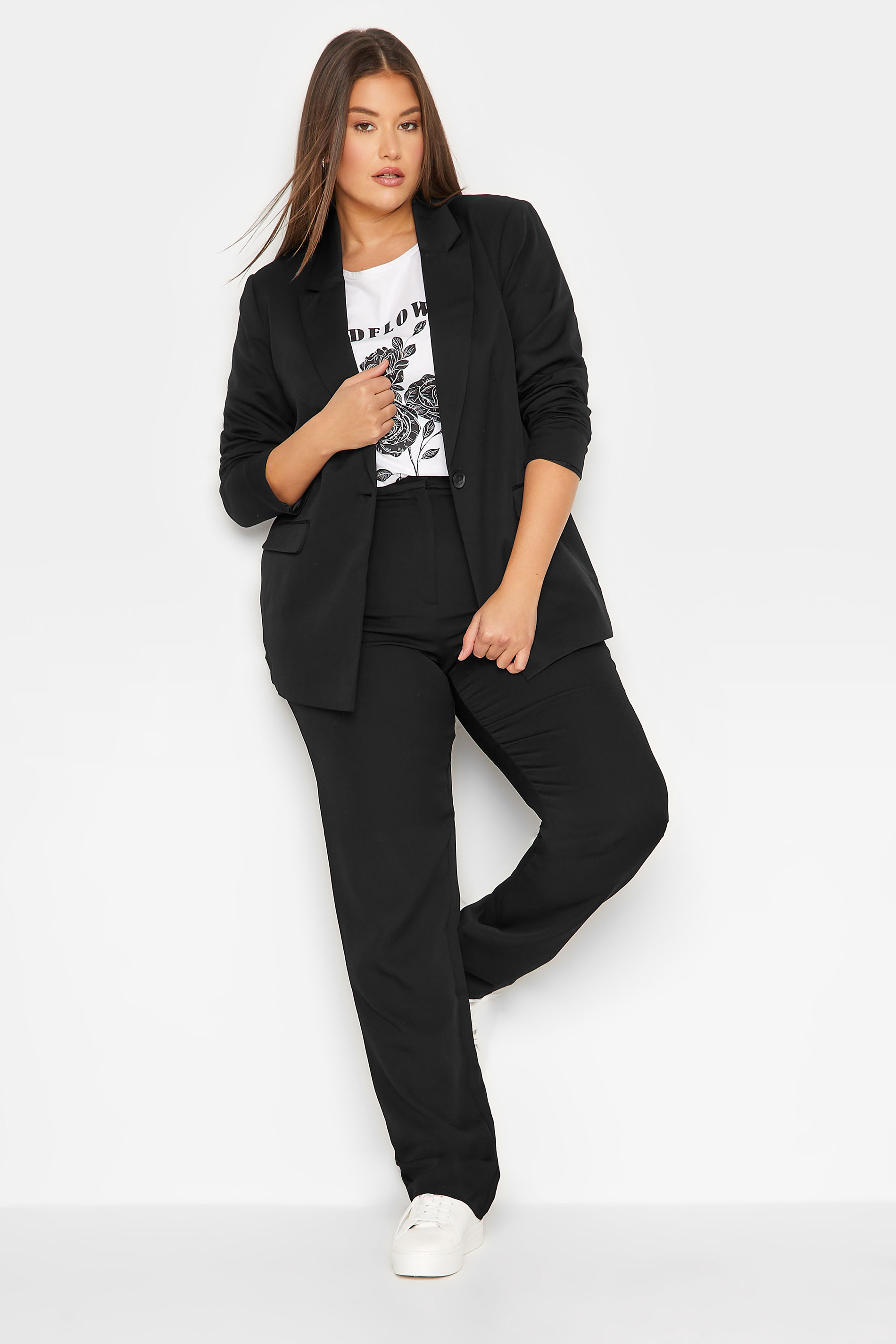 LTS Tall Women's Black Scuba Crepe Slim Leg Trousers | Long Tall Sally 1