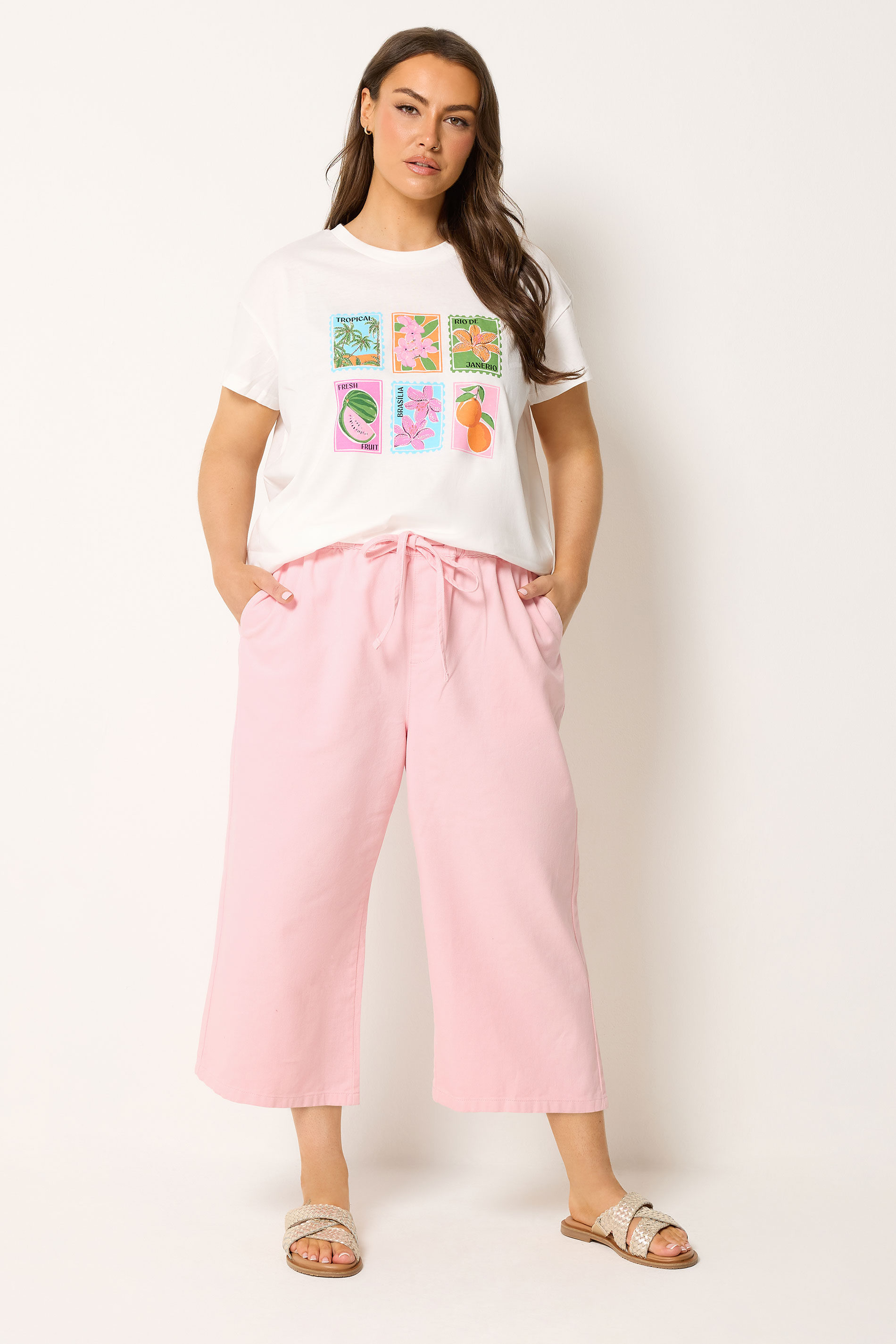 YOURS Plus Size Pink Cropped Jeans | Yours Clothing 1