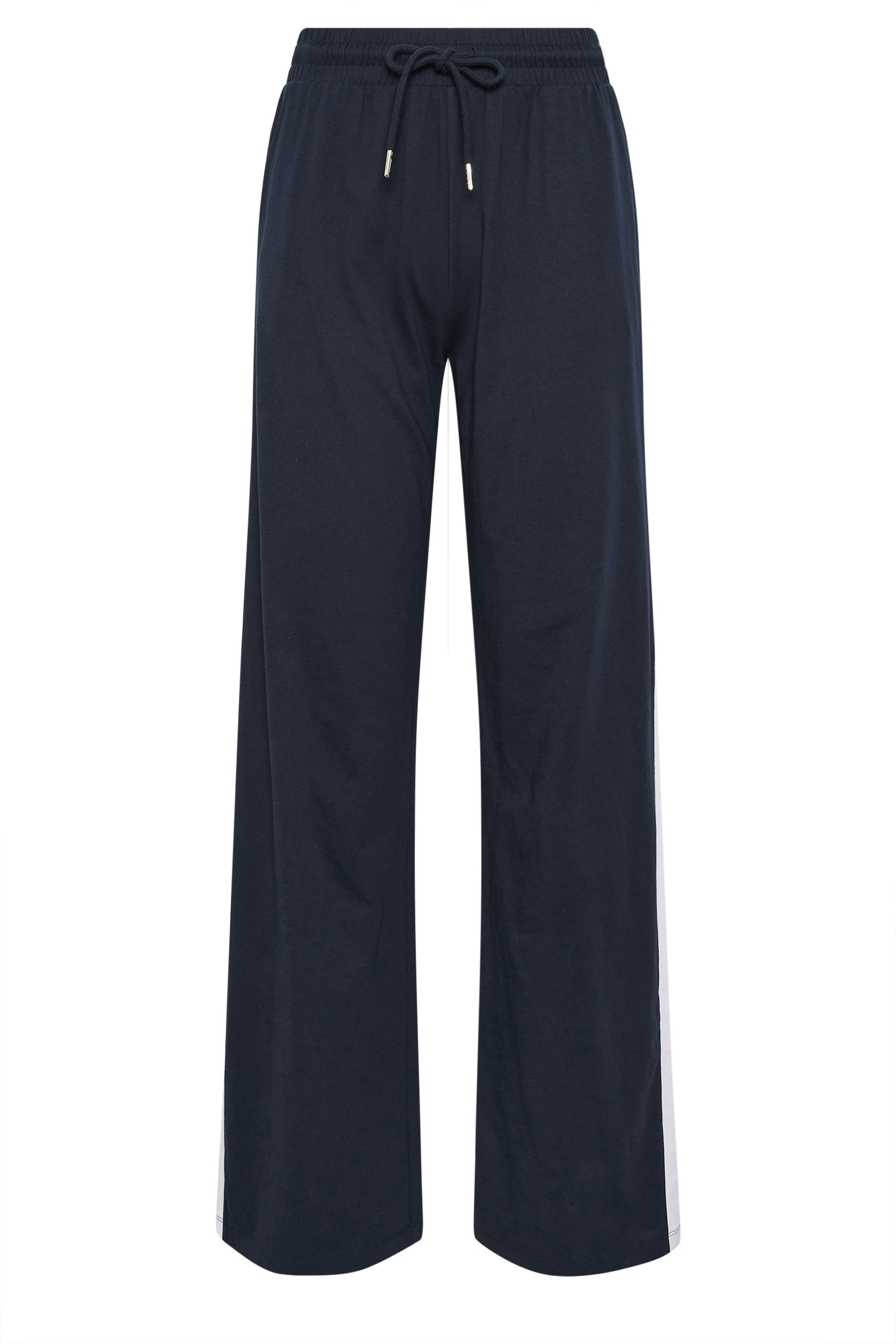 LTS Tall Women's Navy Blue Pipe Detail Cotton Wide Leg Joggers | Long Tall Sally 5