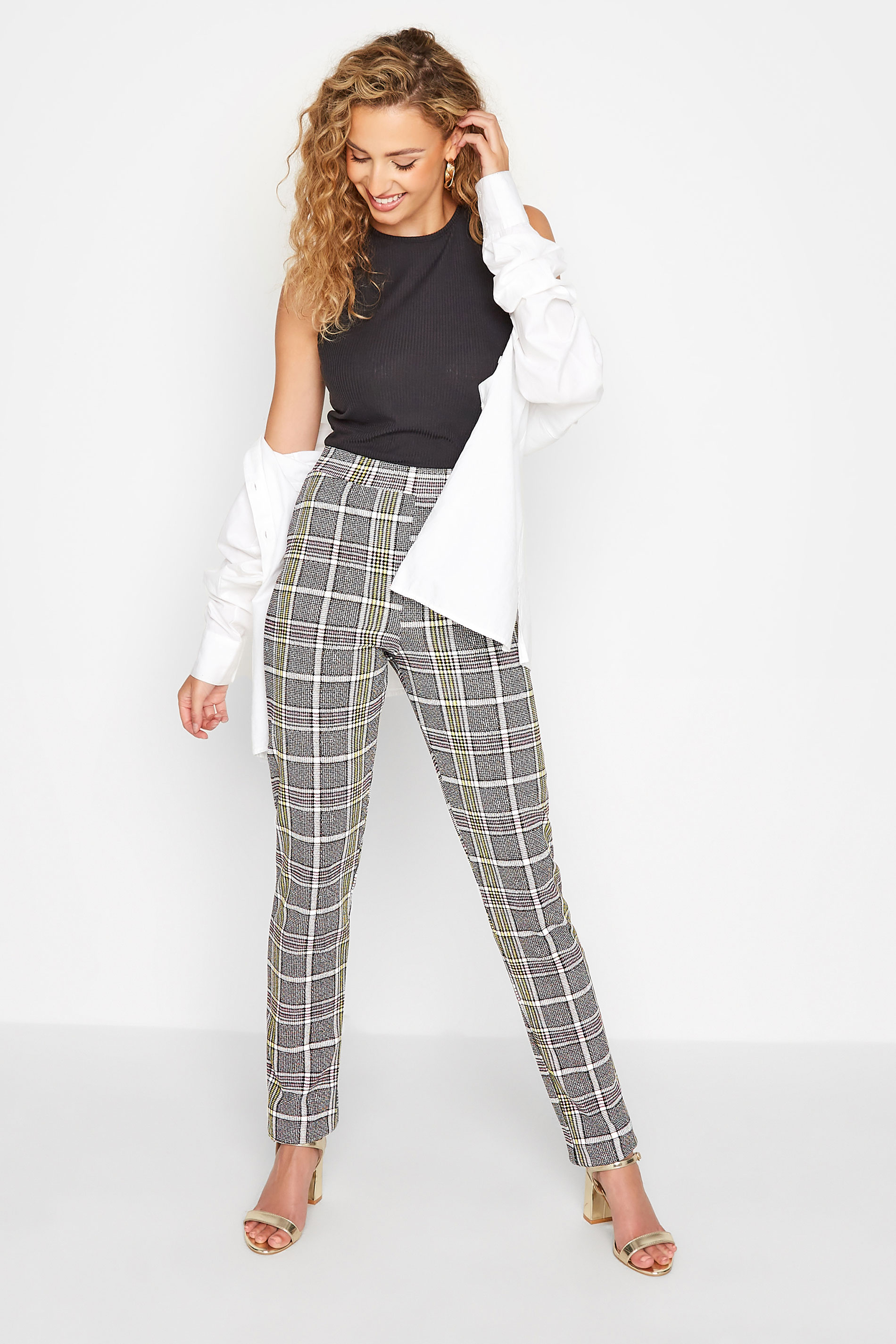 Buy HM Women Black  Grey Checked Wide Trousers online  Looksgudin