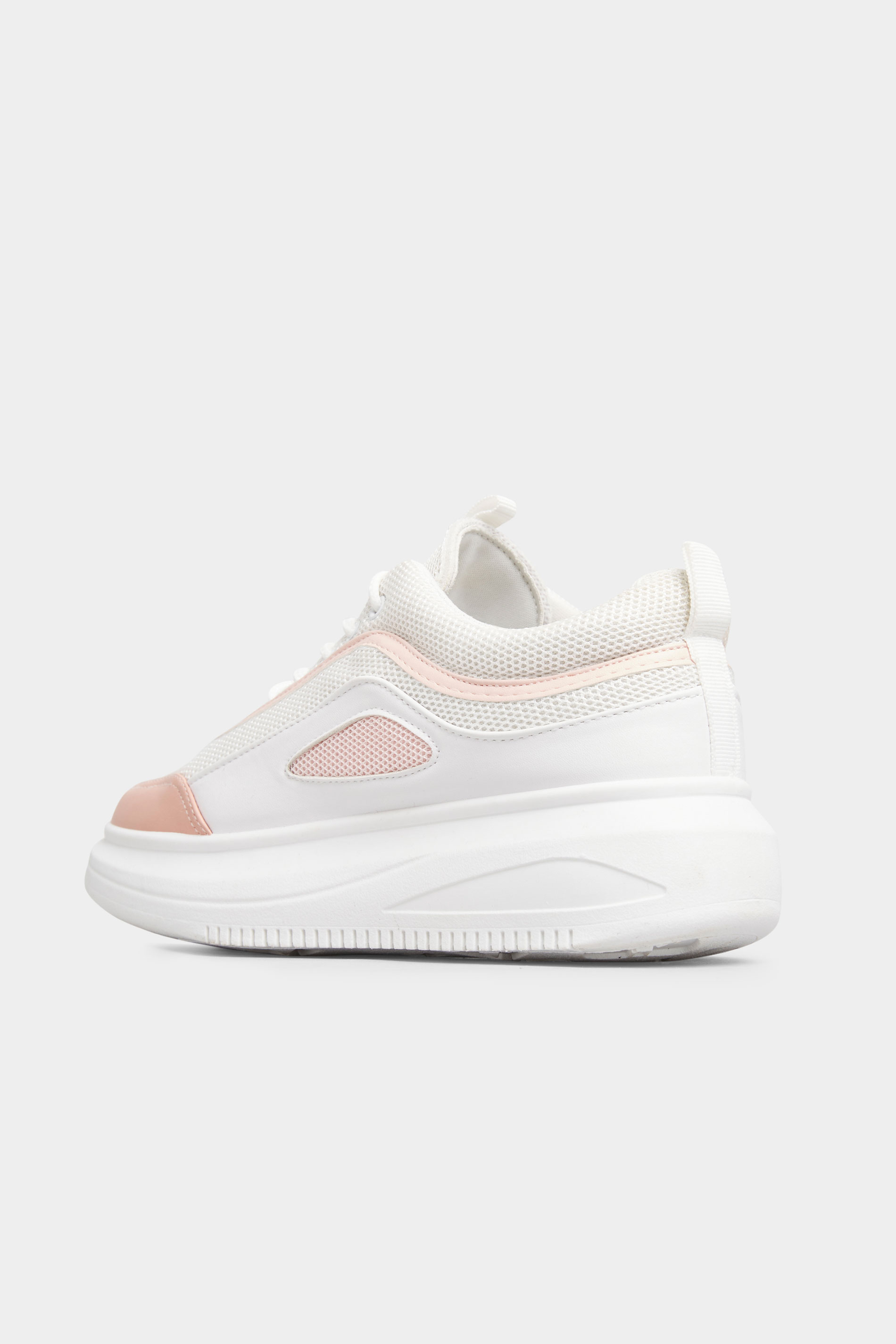 LIMITED COLLECTION White & Pink Platform Sporty Trainers In Regular Fit ...