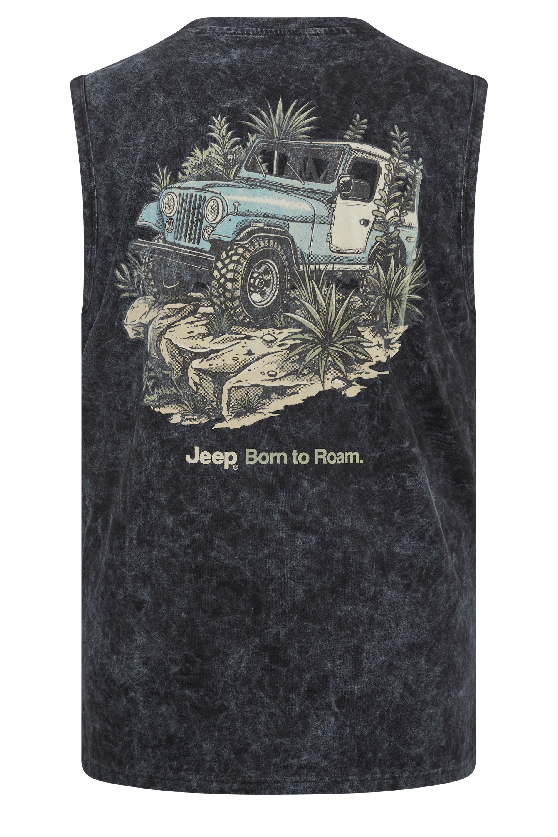 BadRhino Big & Tall Black Extra Long Acid Wash 'Jeep' Graphic Vest | BadRhino 2