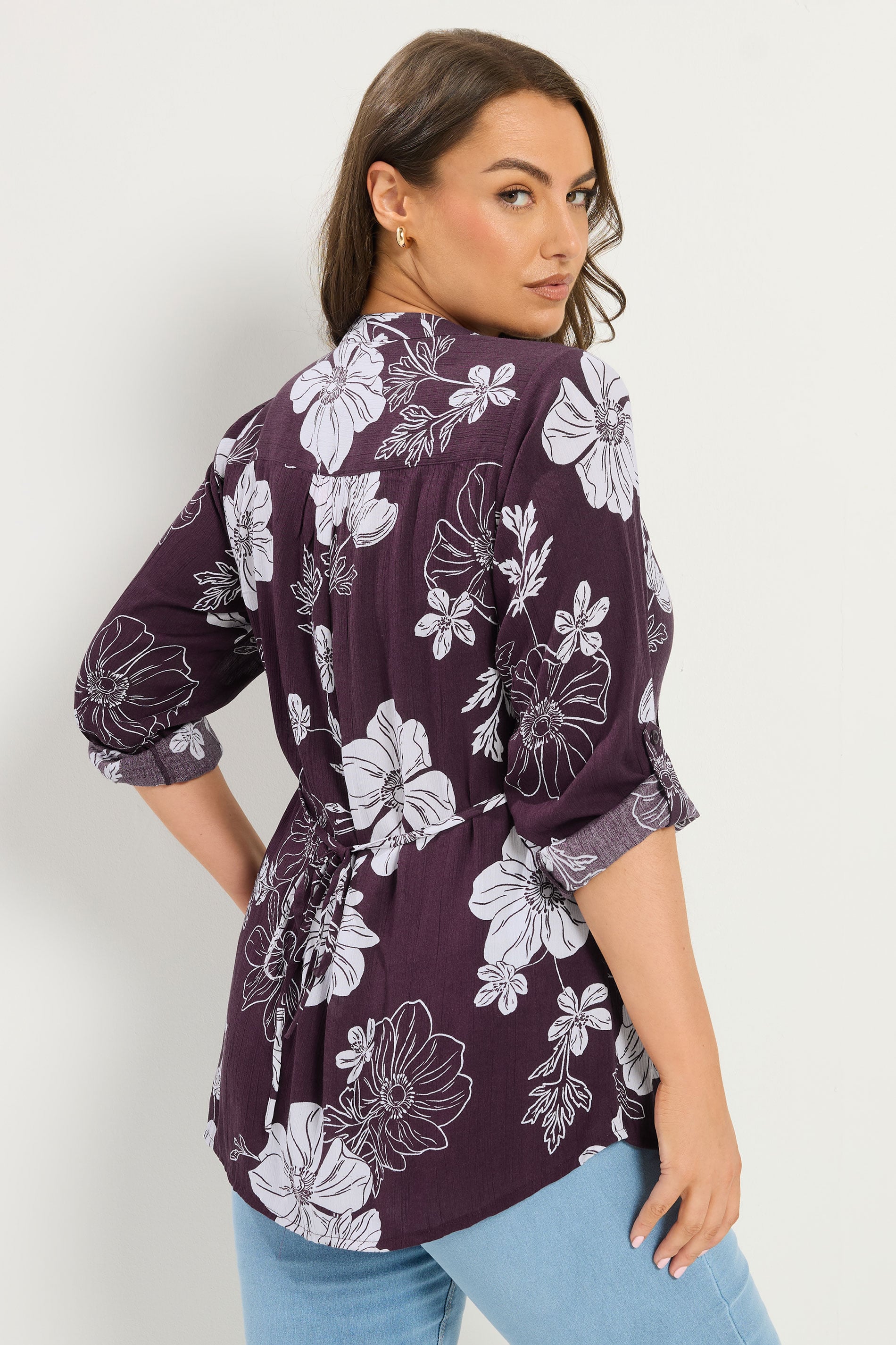 YOURS Plus Size Purple Floral Pintuck Top | Yours Clothing 2