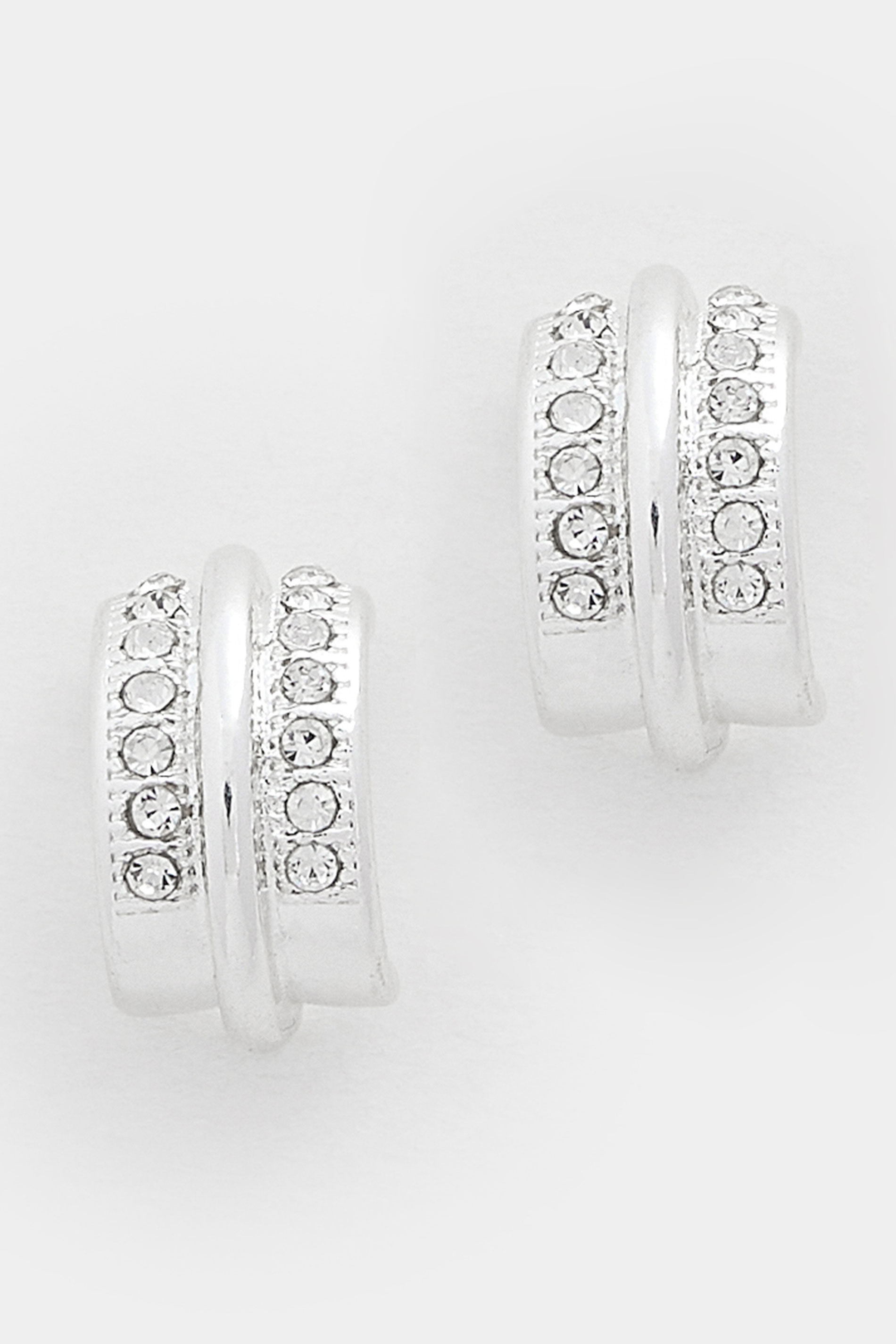 Silver Tone Diamante Hoop Earrings | Yours Clothing 3