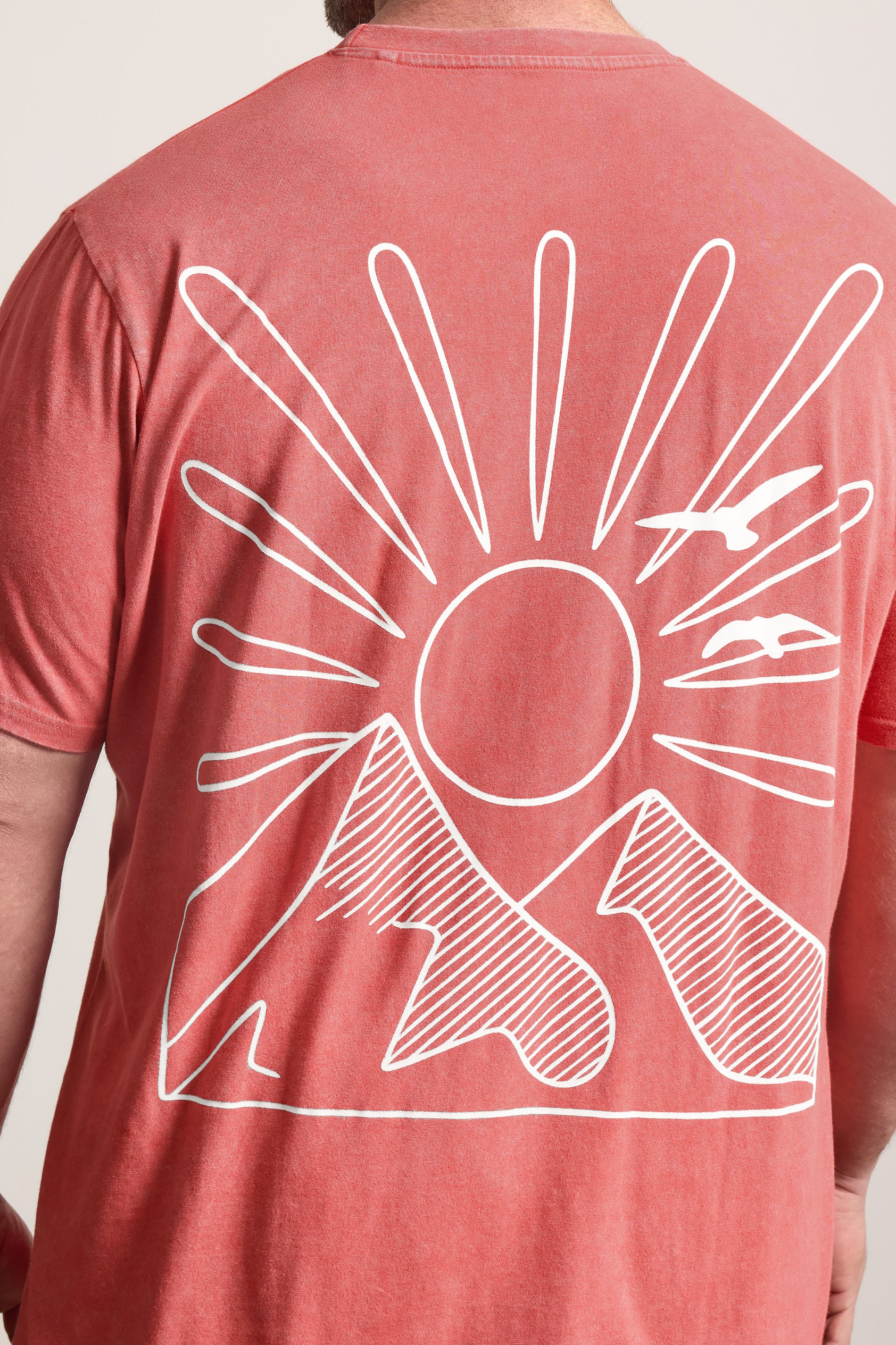 BadRhino Red Extra Long Acid Wash Sunset Print Tee | BadRhino 4