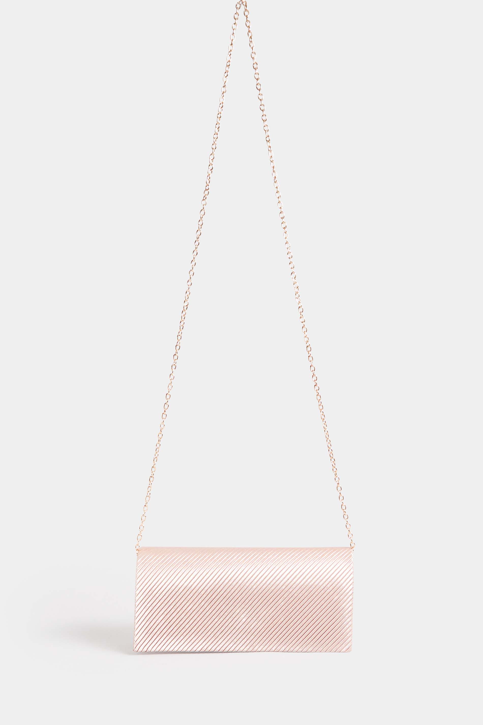 Pink Pleated Satin Clutch Bag | Yours Clothing