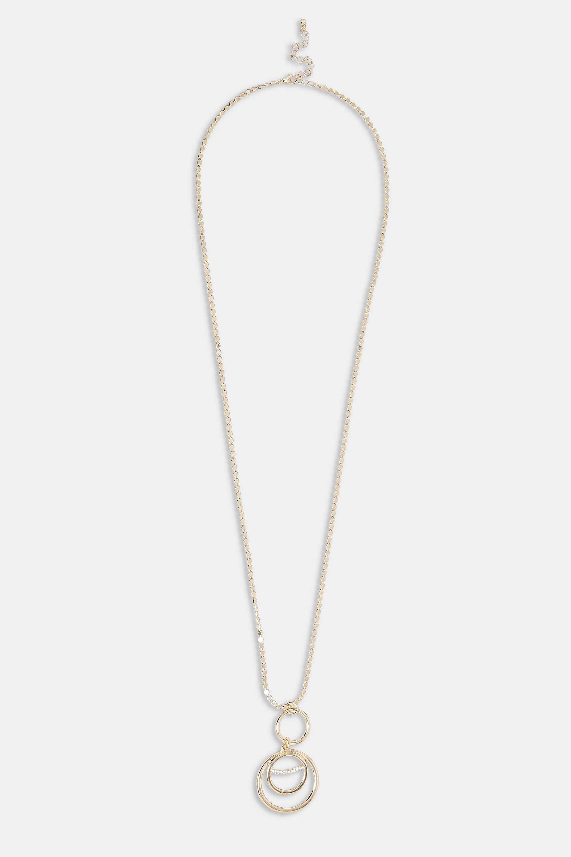 Gold Tone Long Double Circle Pendant Necklace | Yours Clothing  2
