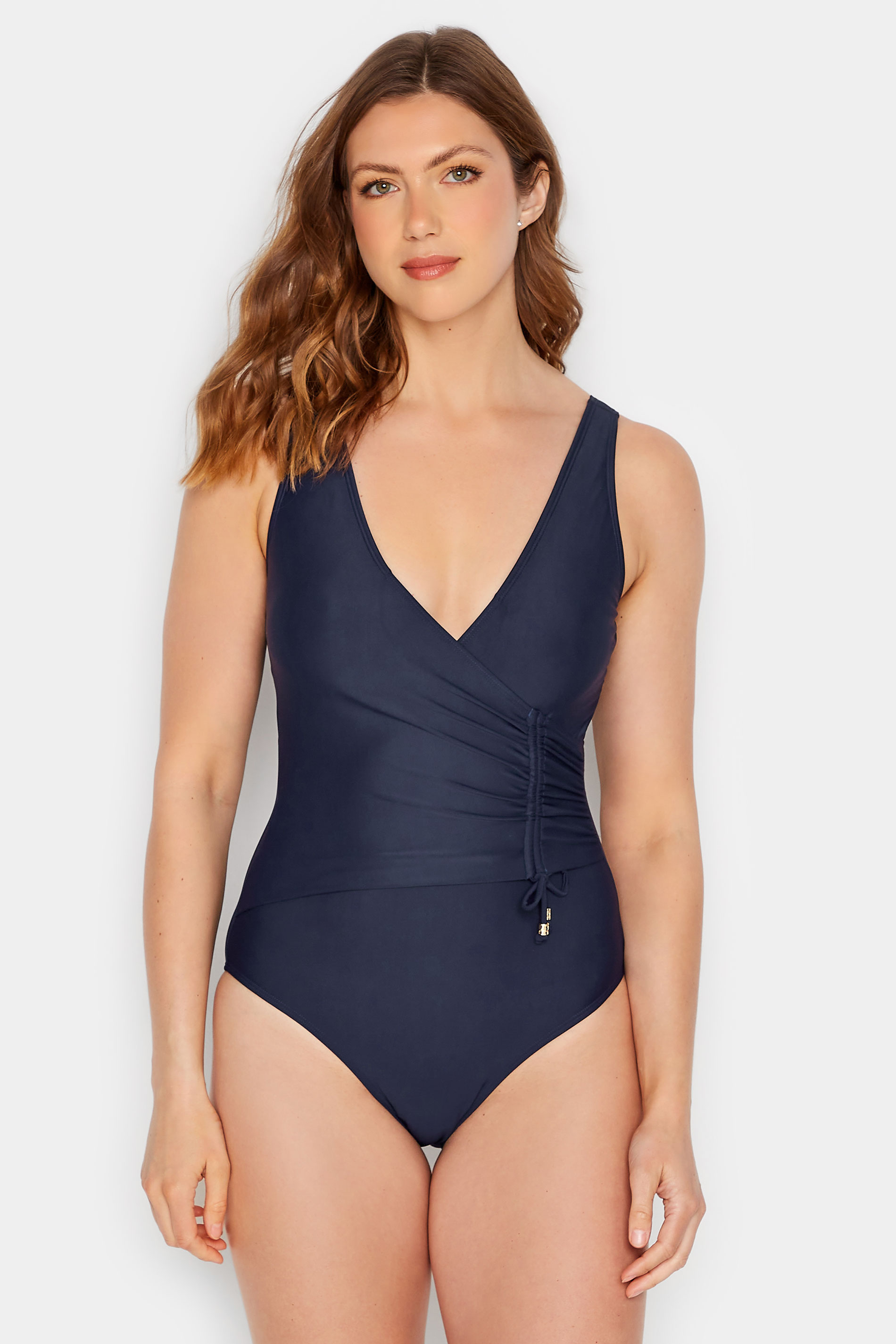 LTS Tall Women's Blue Ruched Side Swimsuit | Long Tall Sally 1