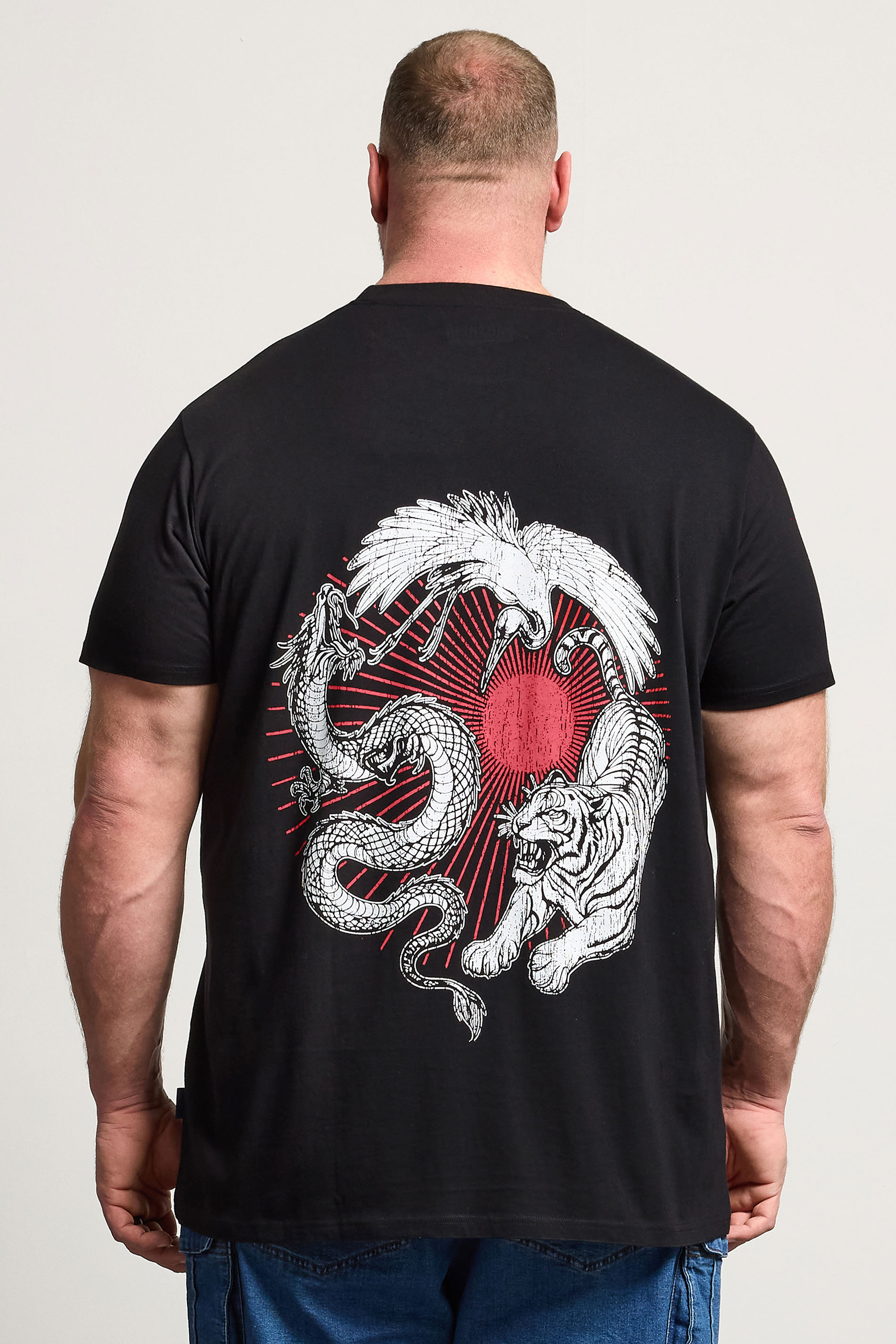 BadRhino Big & Tall Black Extra Long Japanese Animal Graphic T-Shirt | BadRhino 2