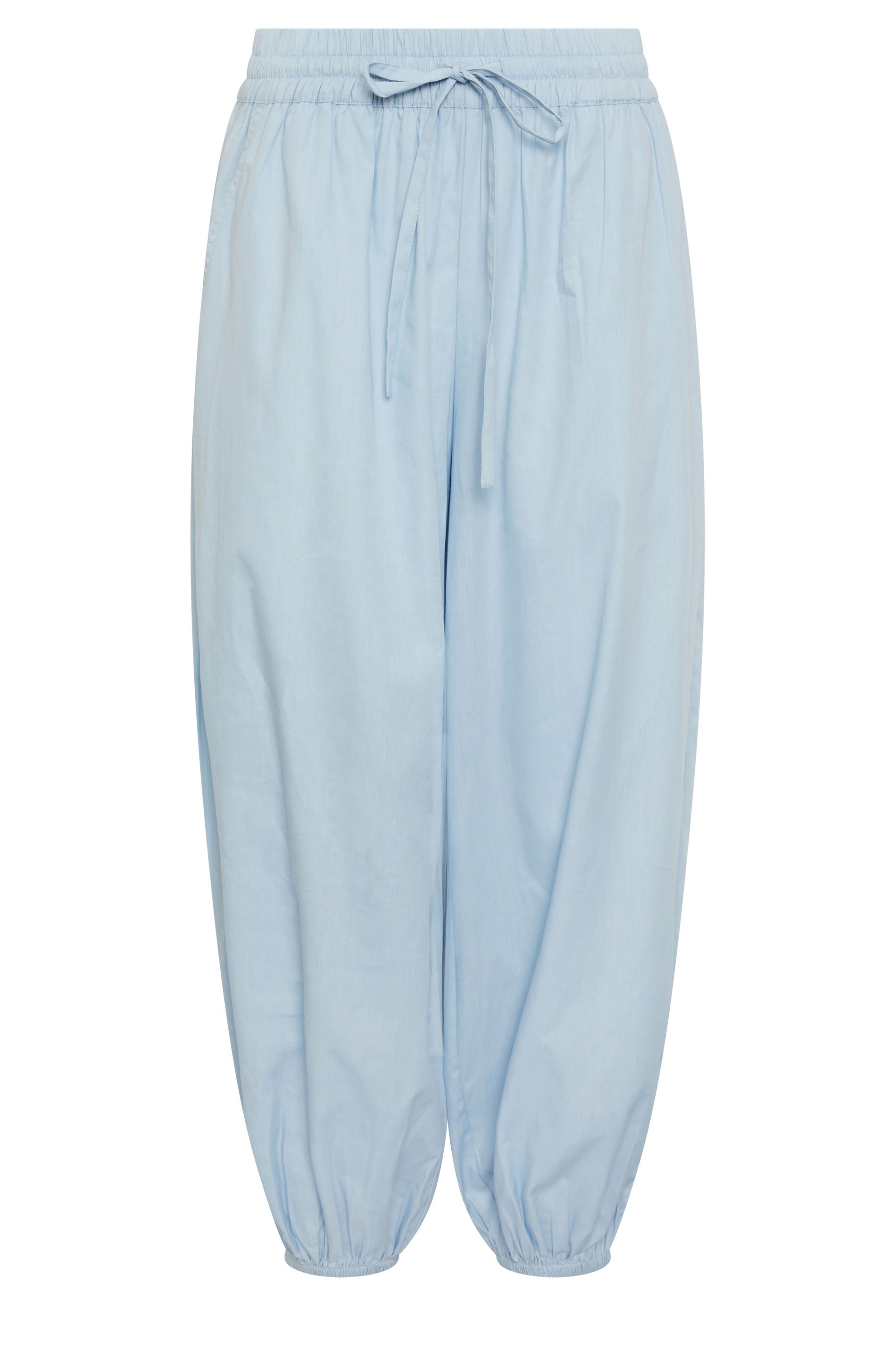 PixieGirl Petite Women's Light Blue Cotton Poplin Barrel Leg Trousers | PixieGirl 5
