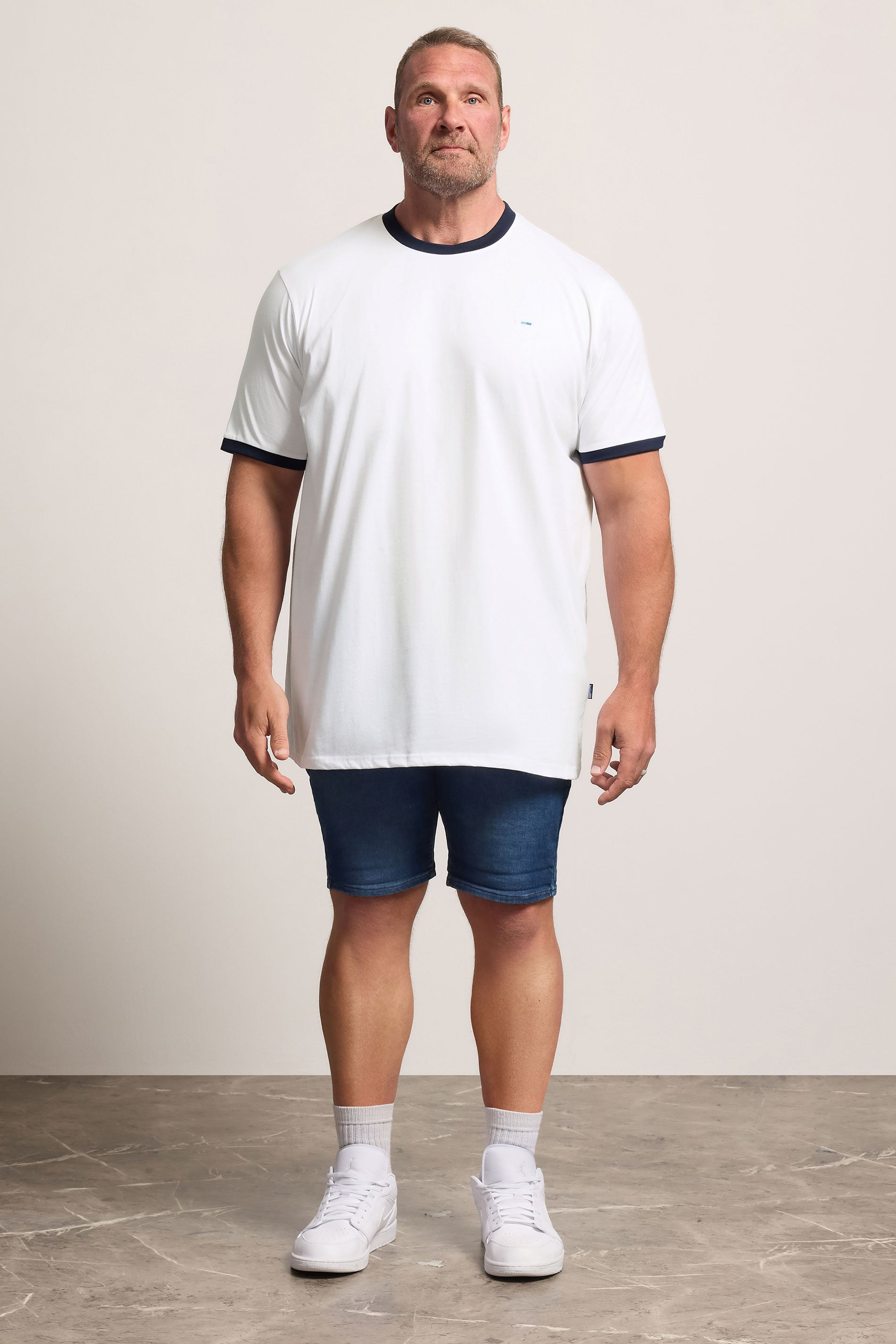 BadRhino Big & Tall White Extra Long Ringer T-Shirt | BadRhino 1
