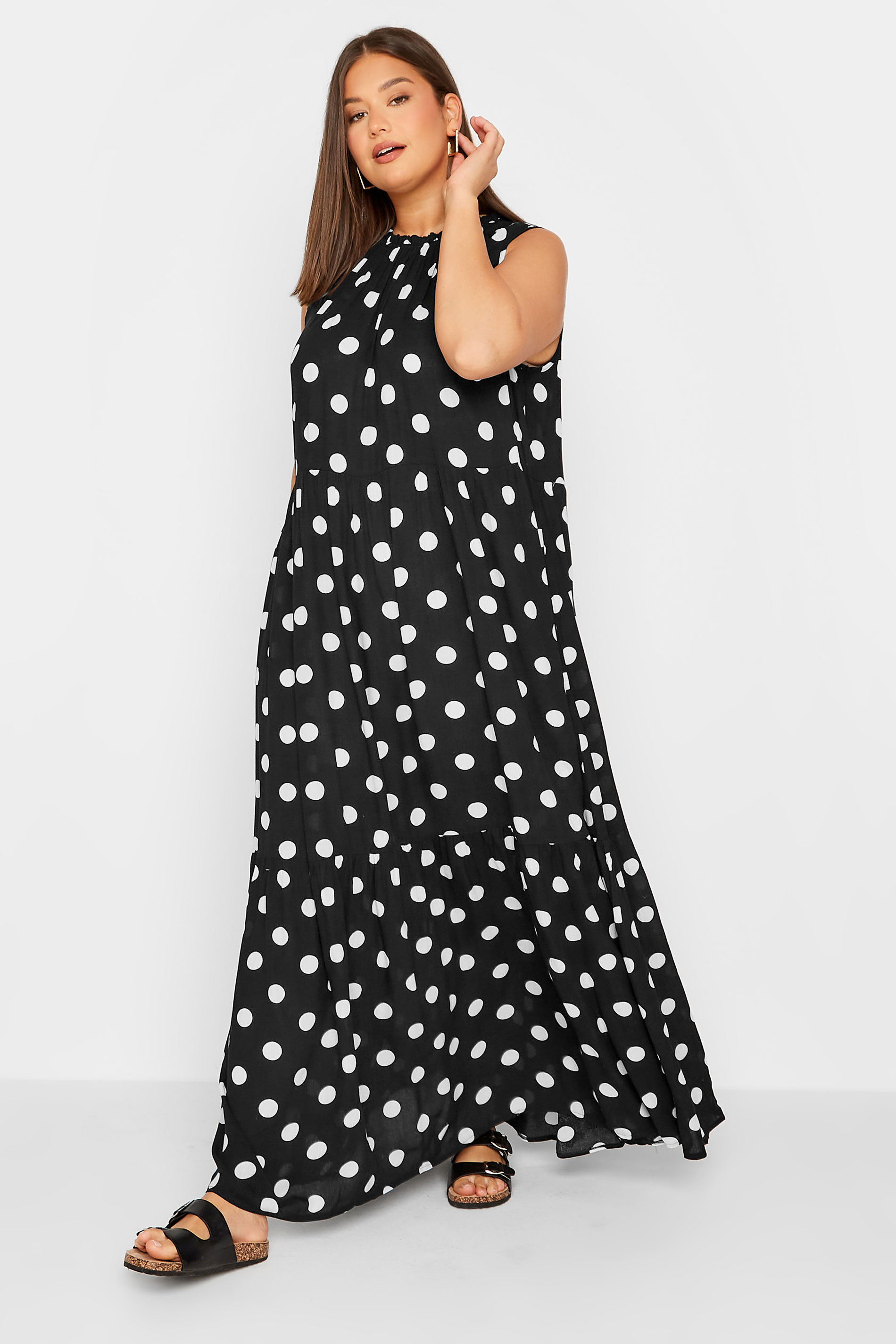 LTS Tall Women's Black Polka Dot Maxi Dress | Long Tall Sally 1