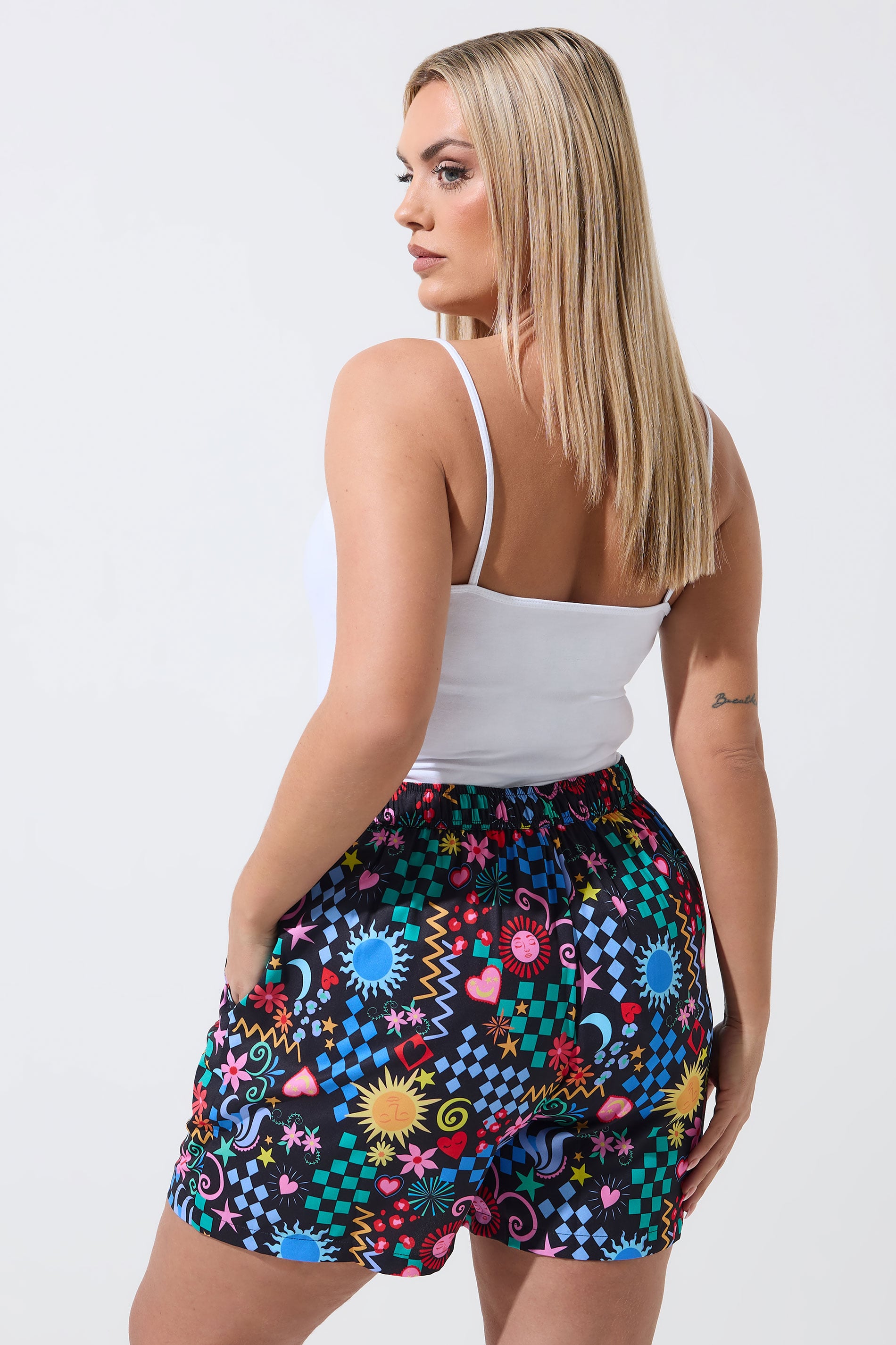 LIMITED COLLECTION Plus Size Black Mixed Print Shorts | Yours Clothing 2